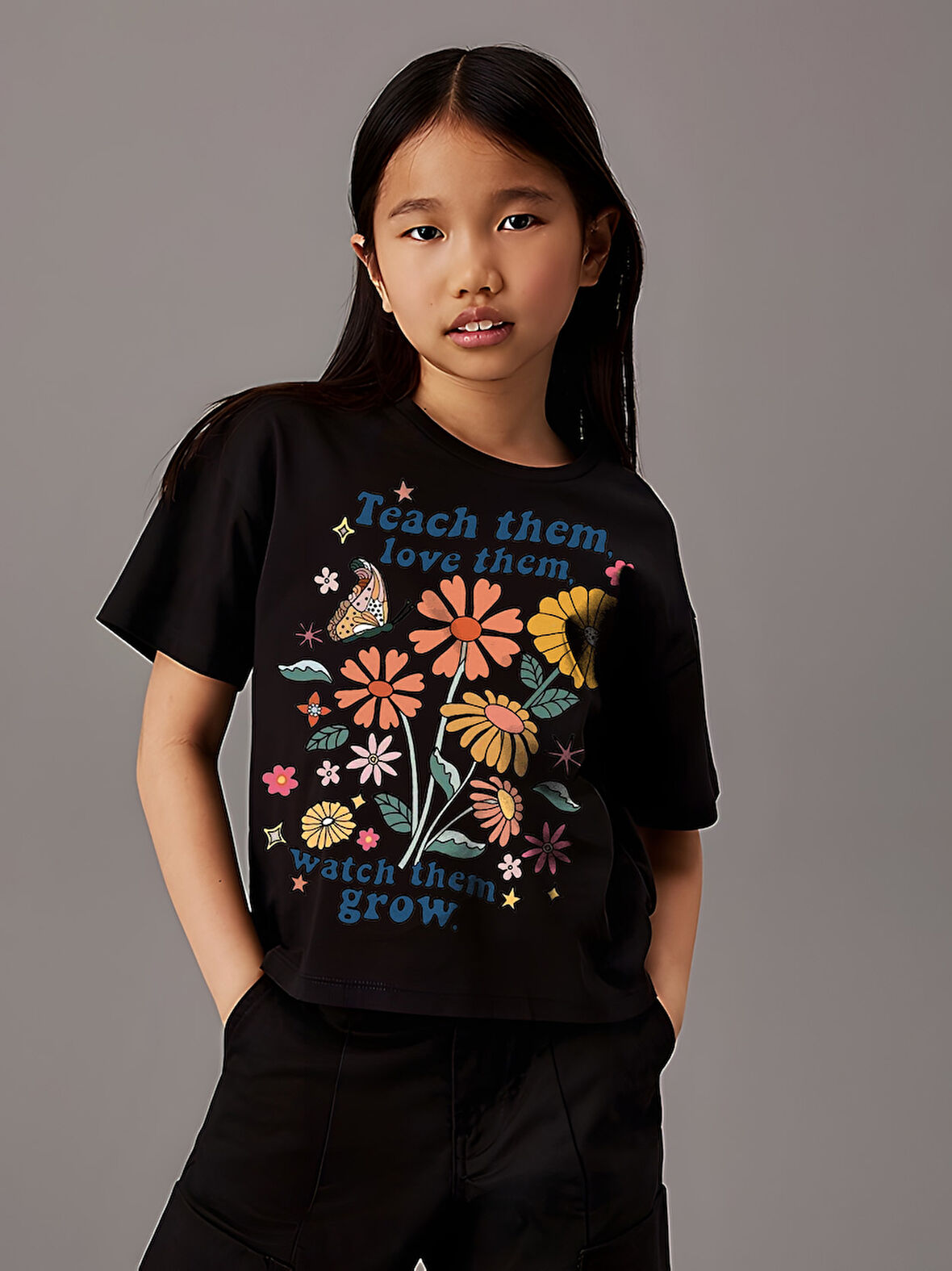 Çocuk Teach Them acbaskılı Pamuklu Tshirt