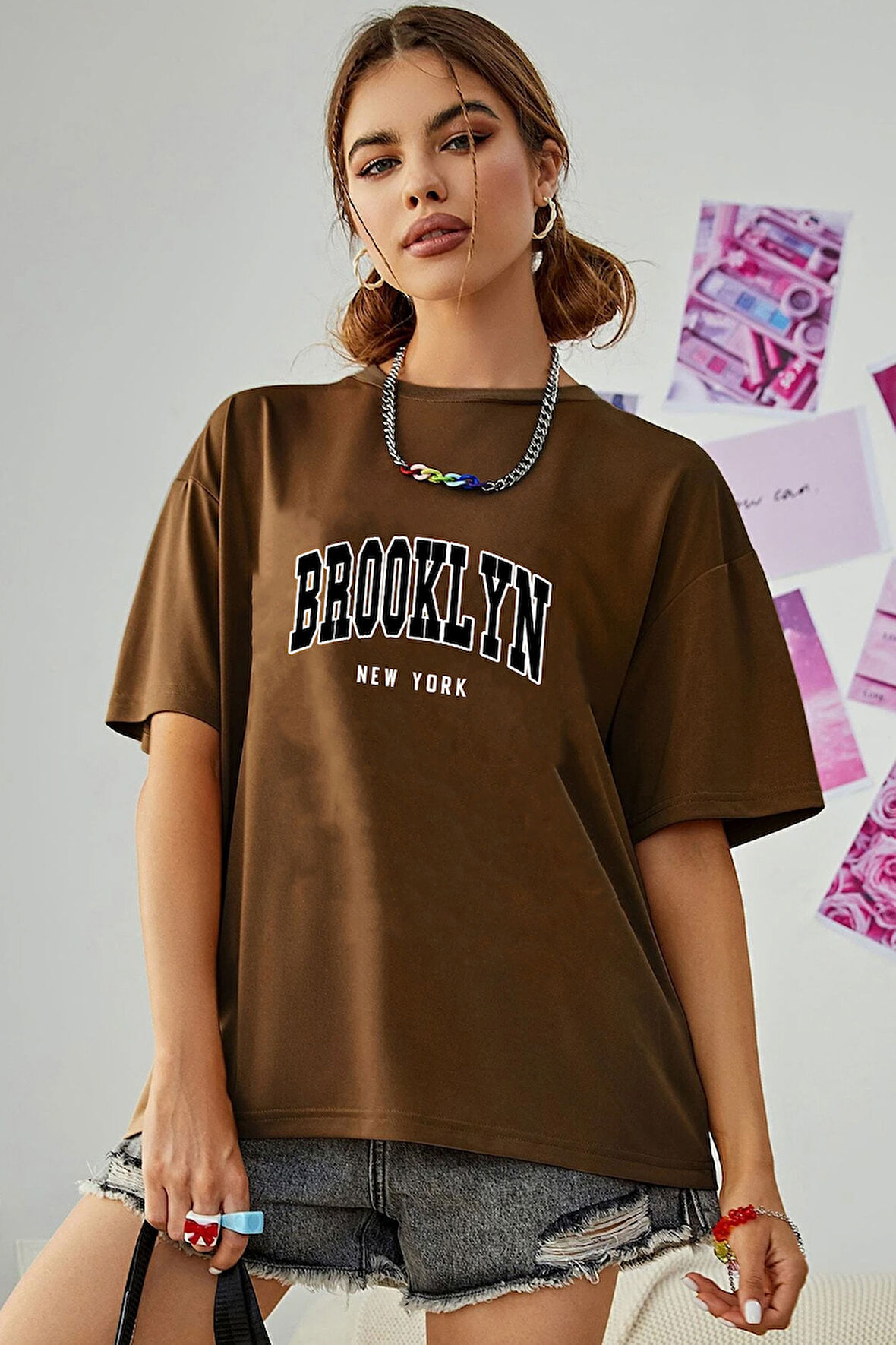 Unisex Brooklyn New York Baskılı Tasarım Tshirt