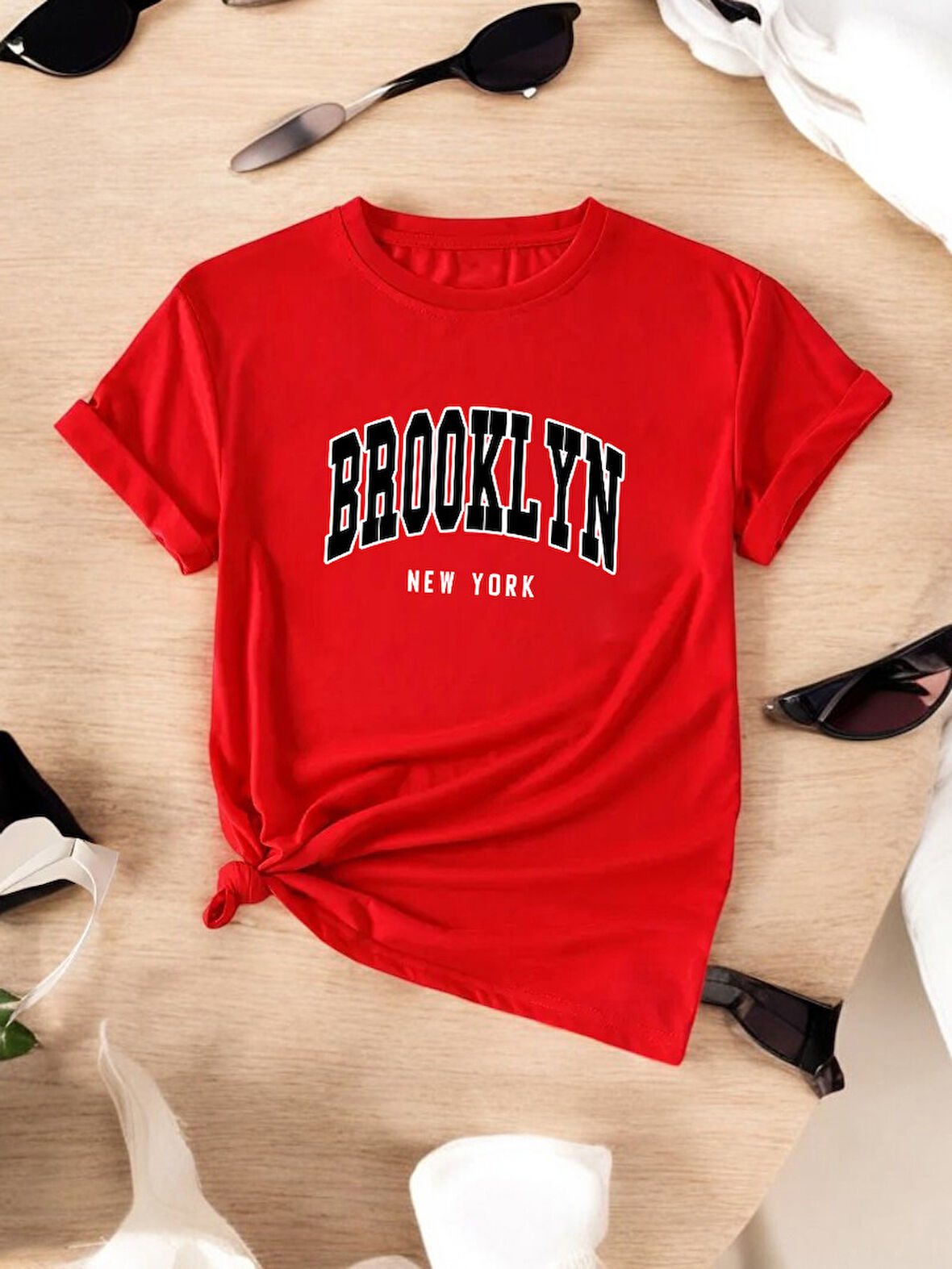 Unisex Brooklyn New York Baskılı Tasarım Tshirt