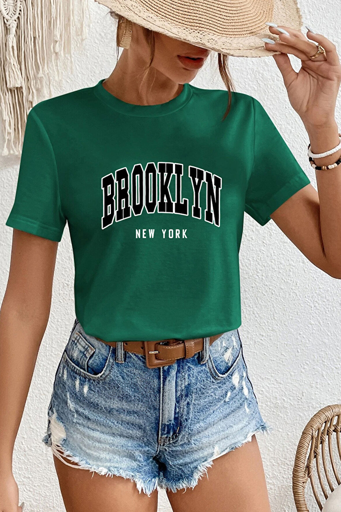Unisex Brooklyn New York Baskılı Tasarım Tshirt