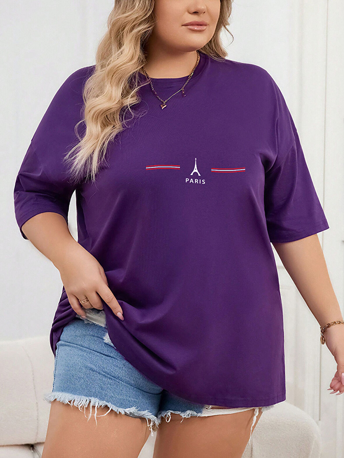 Unisex Paris Baskılı Oversize Tshirt