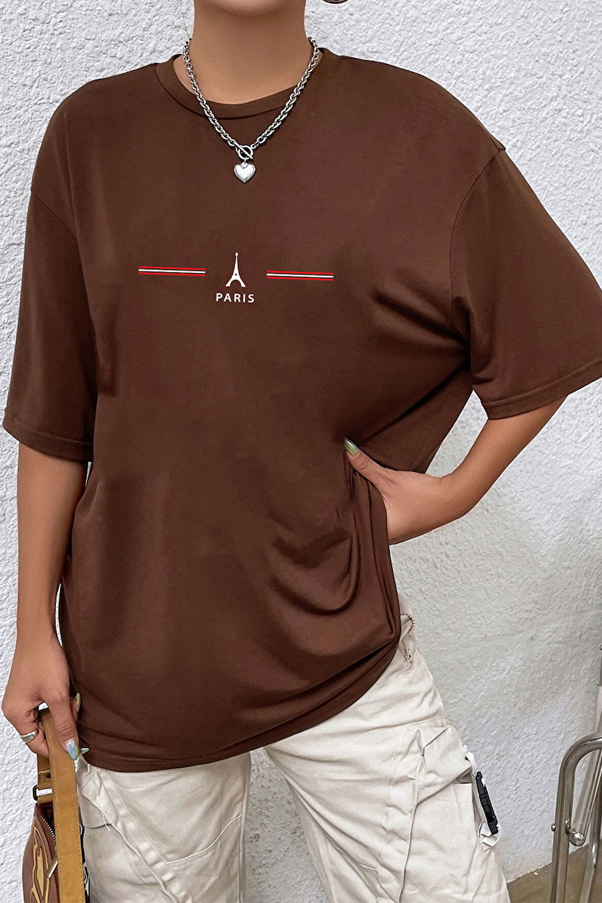 Unisex Paris Baskılı Oversize Tshirt