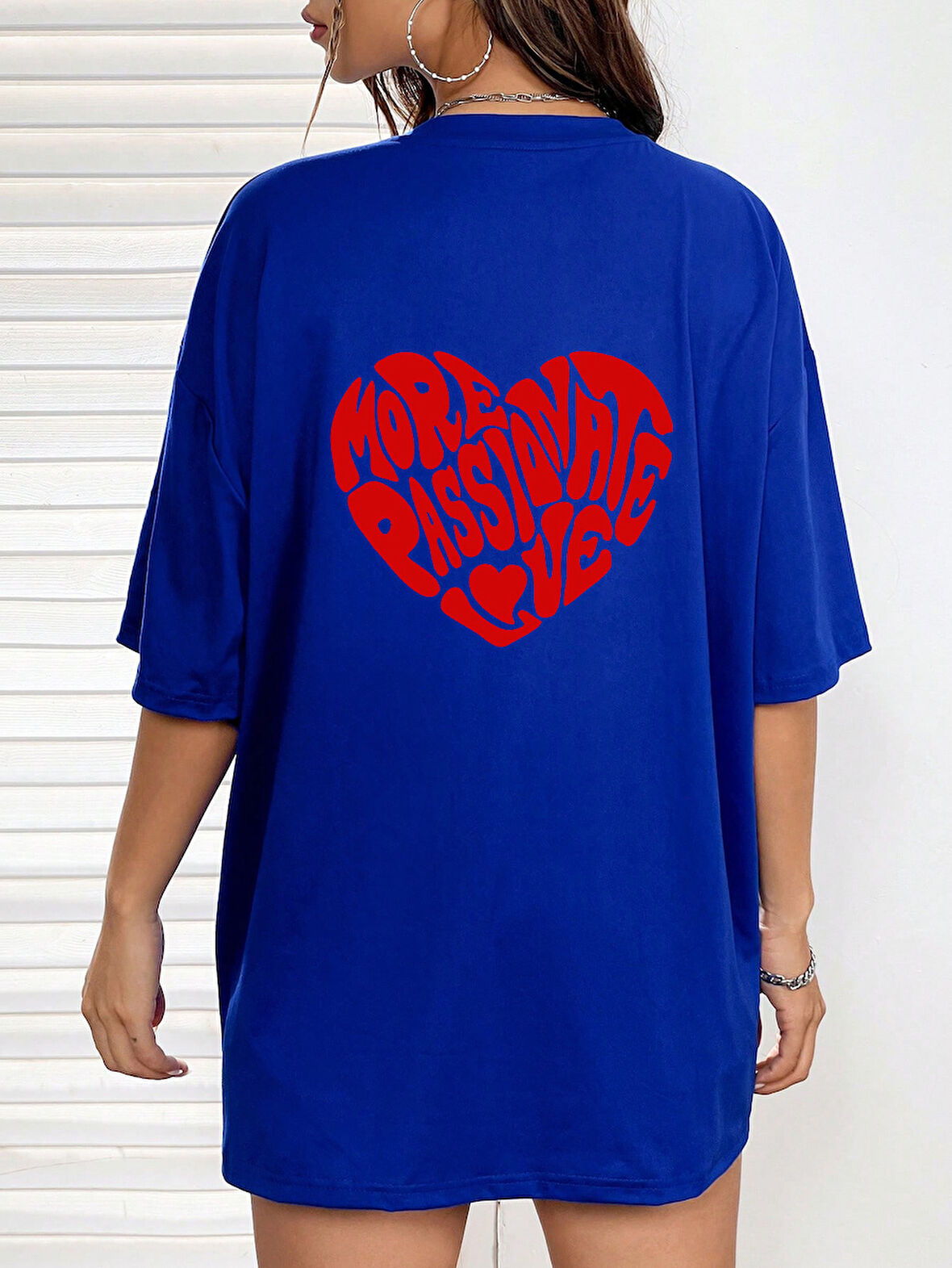 Unisex Yazılı Kalp Baskılı Tasarım Tshirt