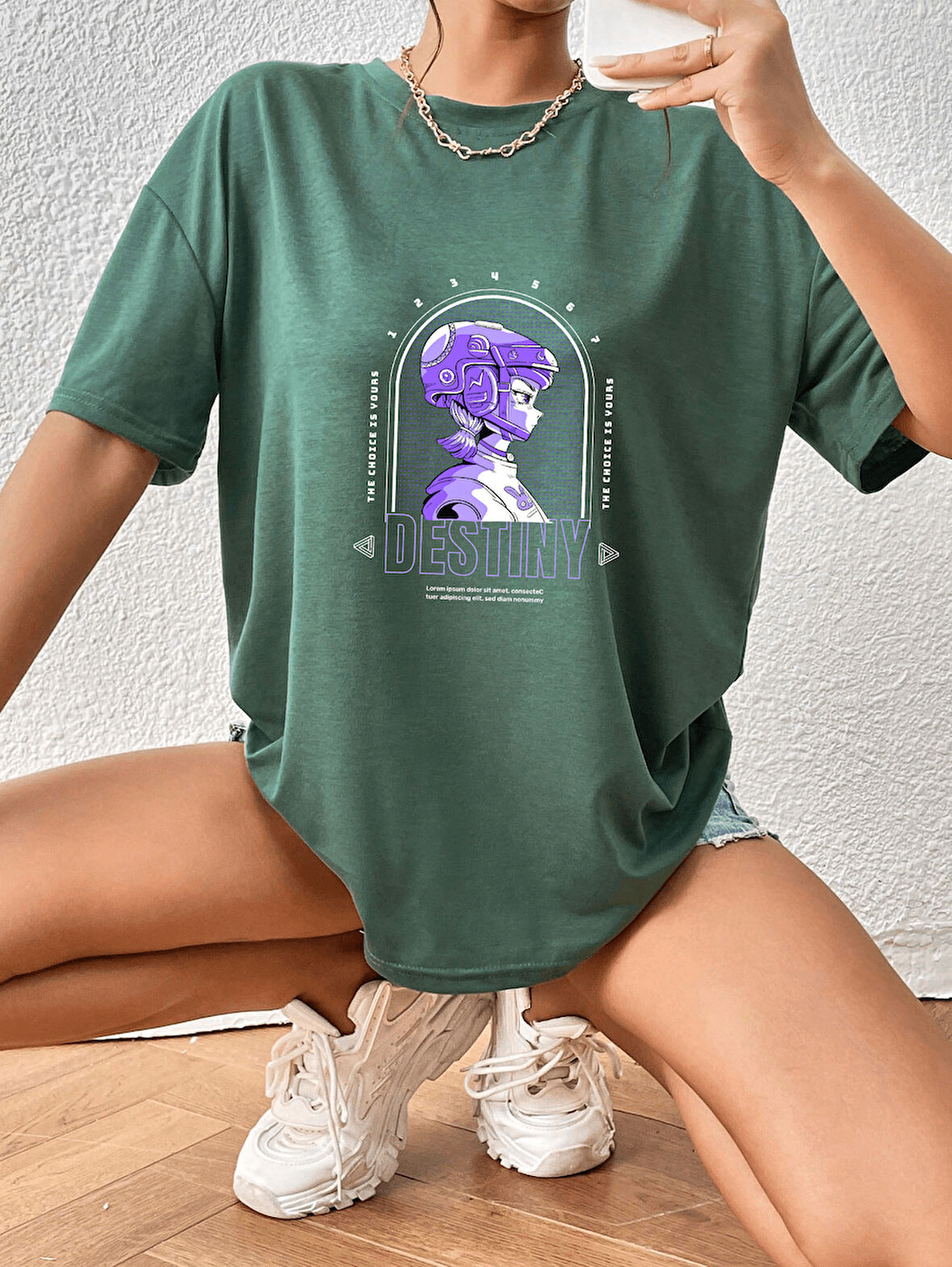 Unisex Destiny Kız Tasarım Basklı Tshirt