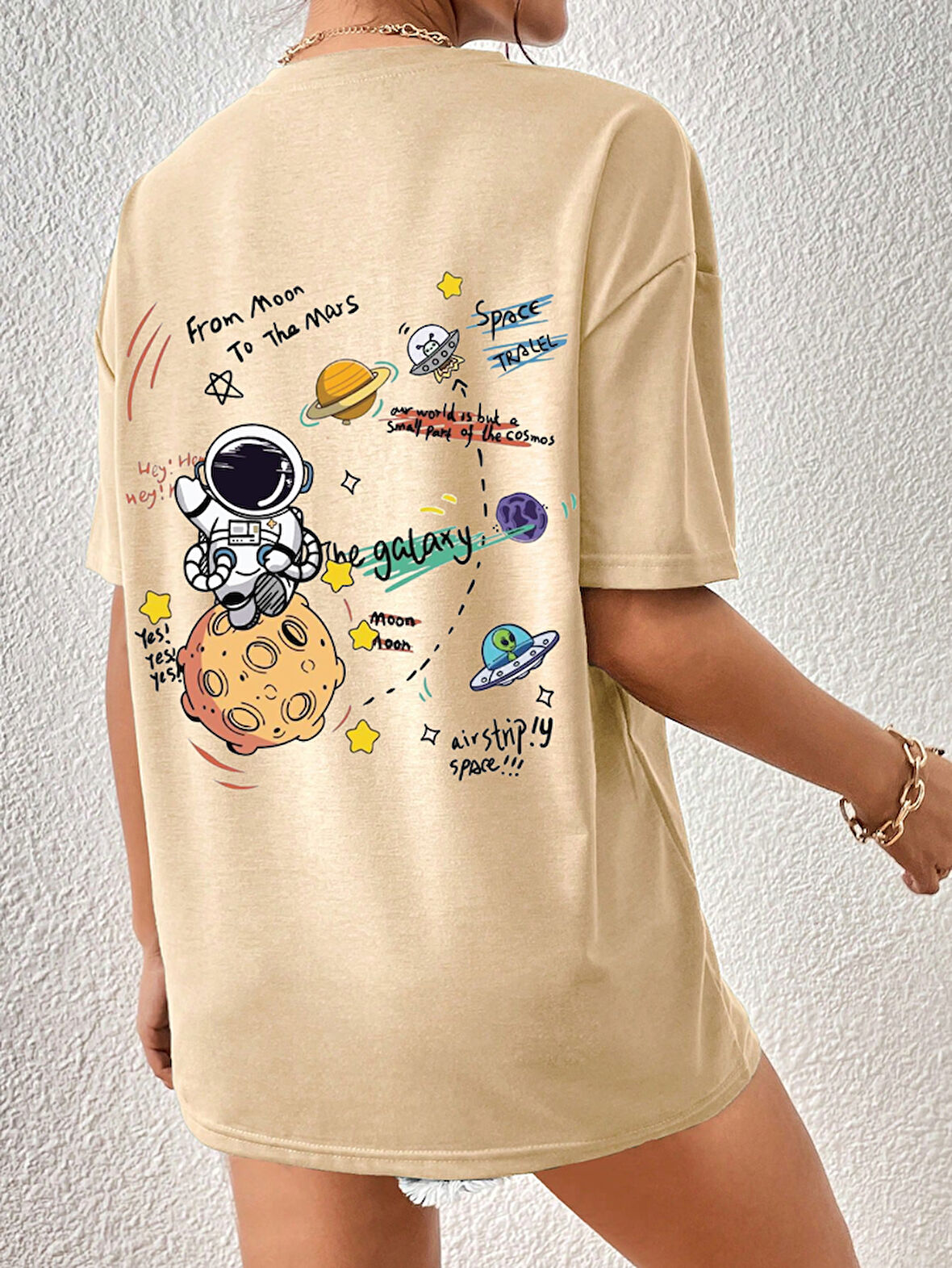 Unisex Galaksi Tasarım Basklı Tshirt