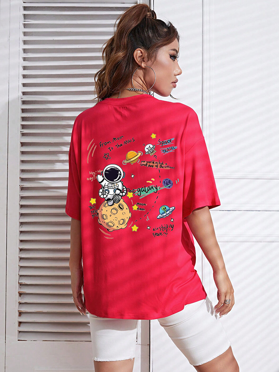 Unisex Galaksi Tasarım Basklı Tshirt