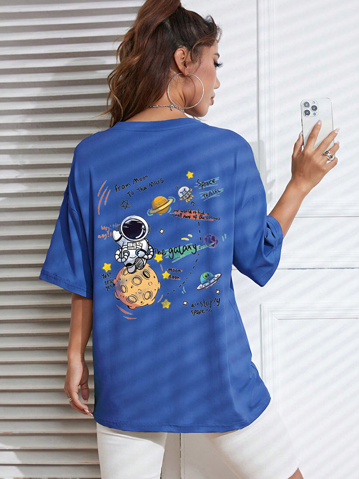 Unisex Galaksi Tasarım Basklı Tshirt