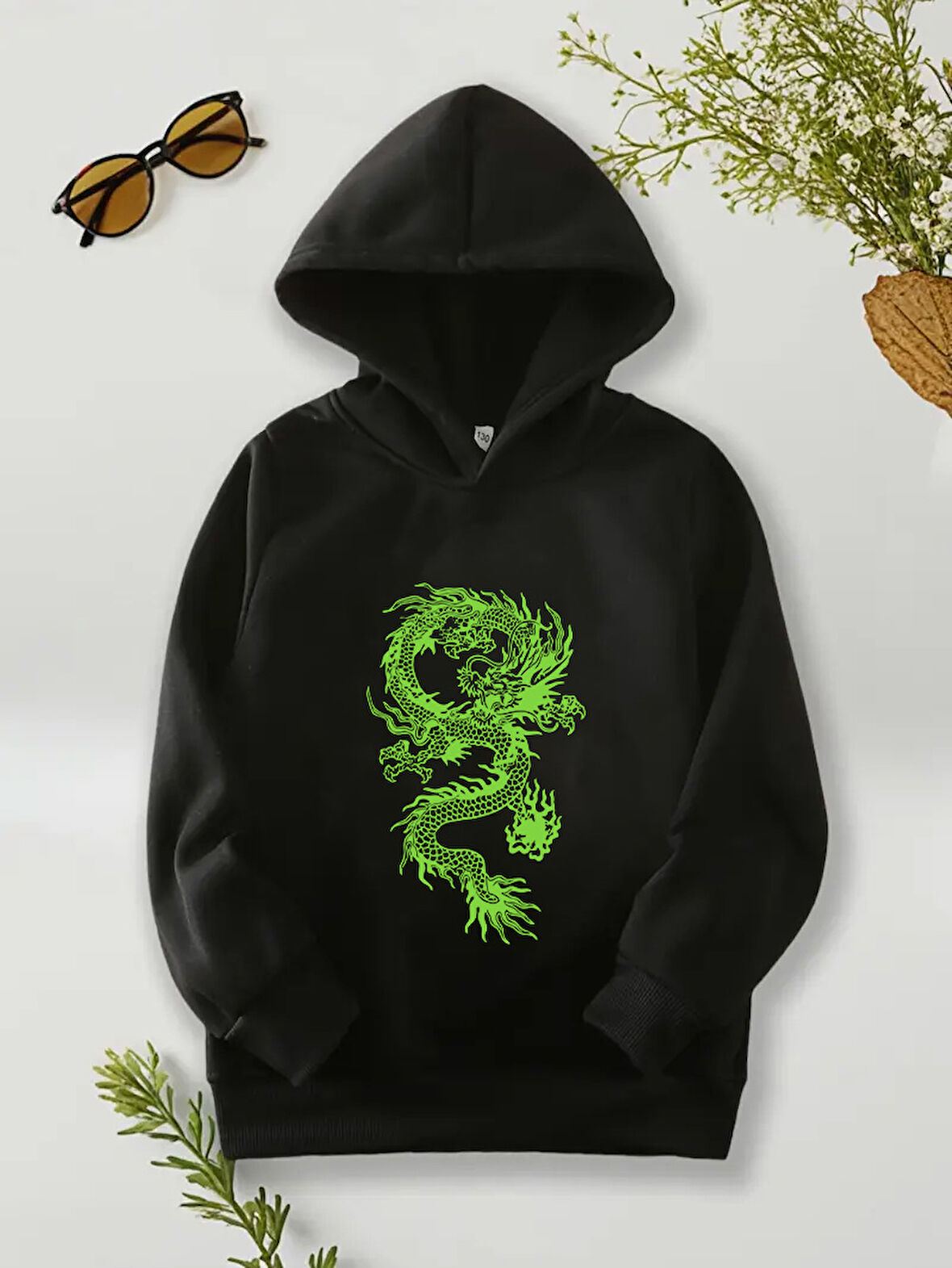 Çocuk Yeşil Ejderha Baskılı Tasarım Sweatshirt