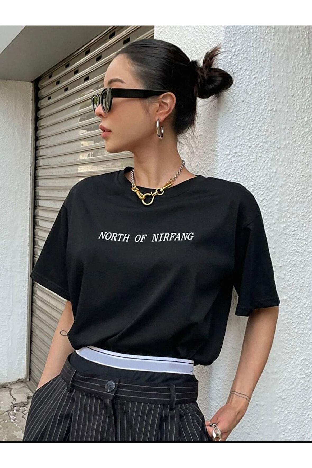 Unisex North Of Nirfang Tasarım Basklı Tshirt