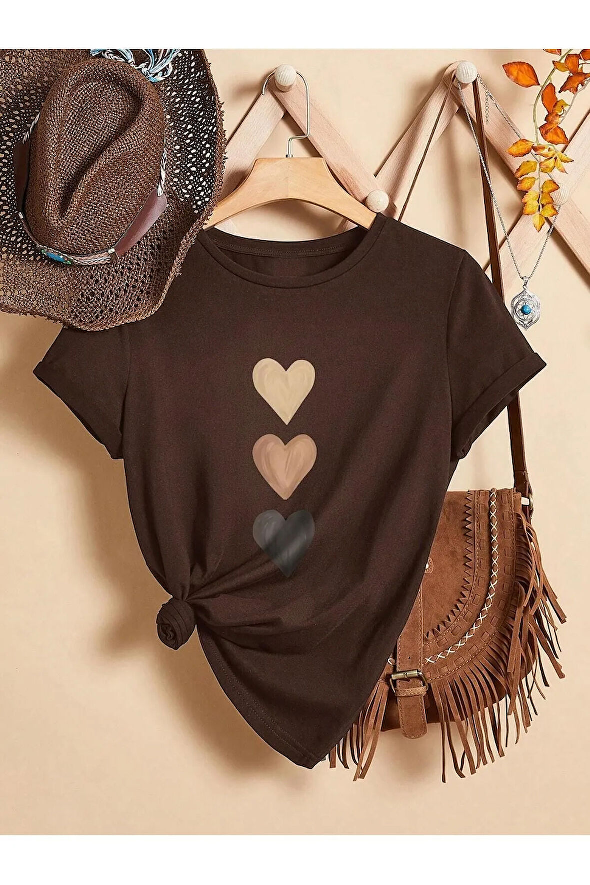 Unisex Üç Kalpli Tasarım Basklı Tshirt