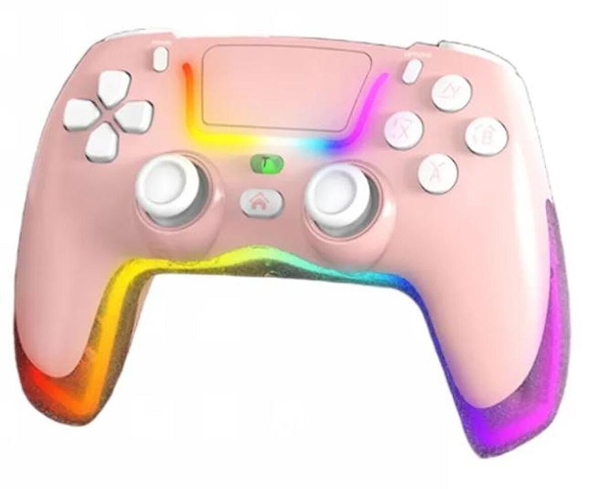 Konsol Plus P07 Wireless Game Pad PEMBE RGB PS4/PS3/ANDROİD/IOS/TV/NS Uyumlu