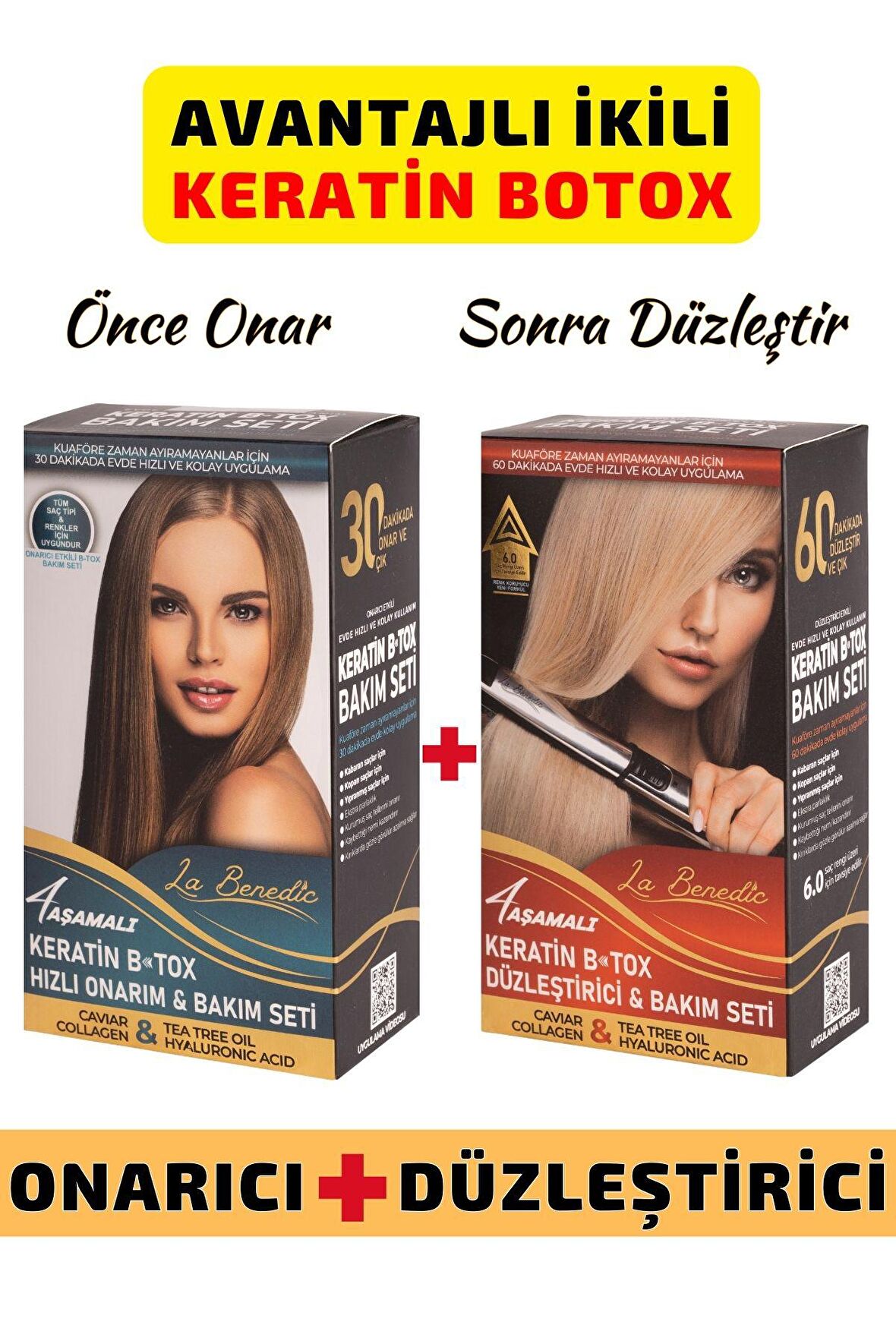 AVANTAJLI KERATİN BOTOX ONARICI VE DÜZLEŞTİRİCİ FULL SET (AÇIK RENKLİ SAÇLAR İÇİN)
