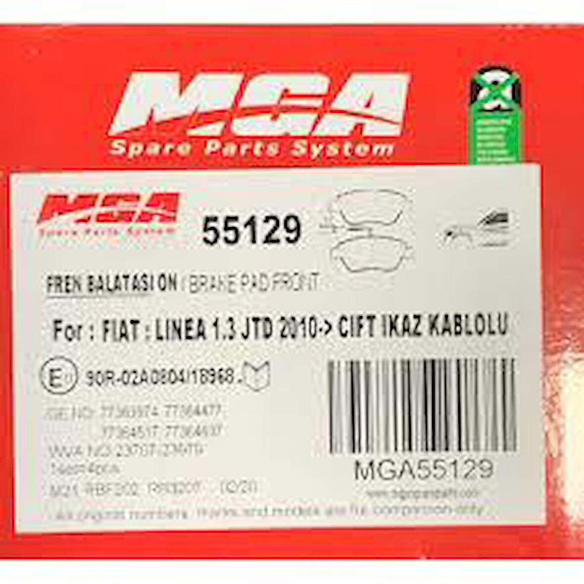 55129 Ön Fren Balatası Fiat Linea1.3 Jtd 2010 - /fiat 500/fiat Punto/çift Ikaz Kablolu