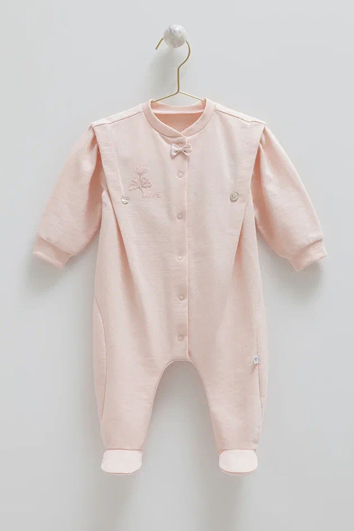 CARAMELL PELİTE BABY ÇIT ÇITLI BEBEK TULUM - PEMBE