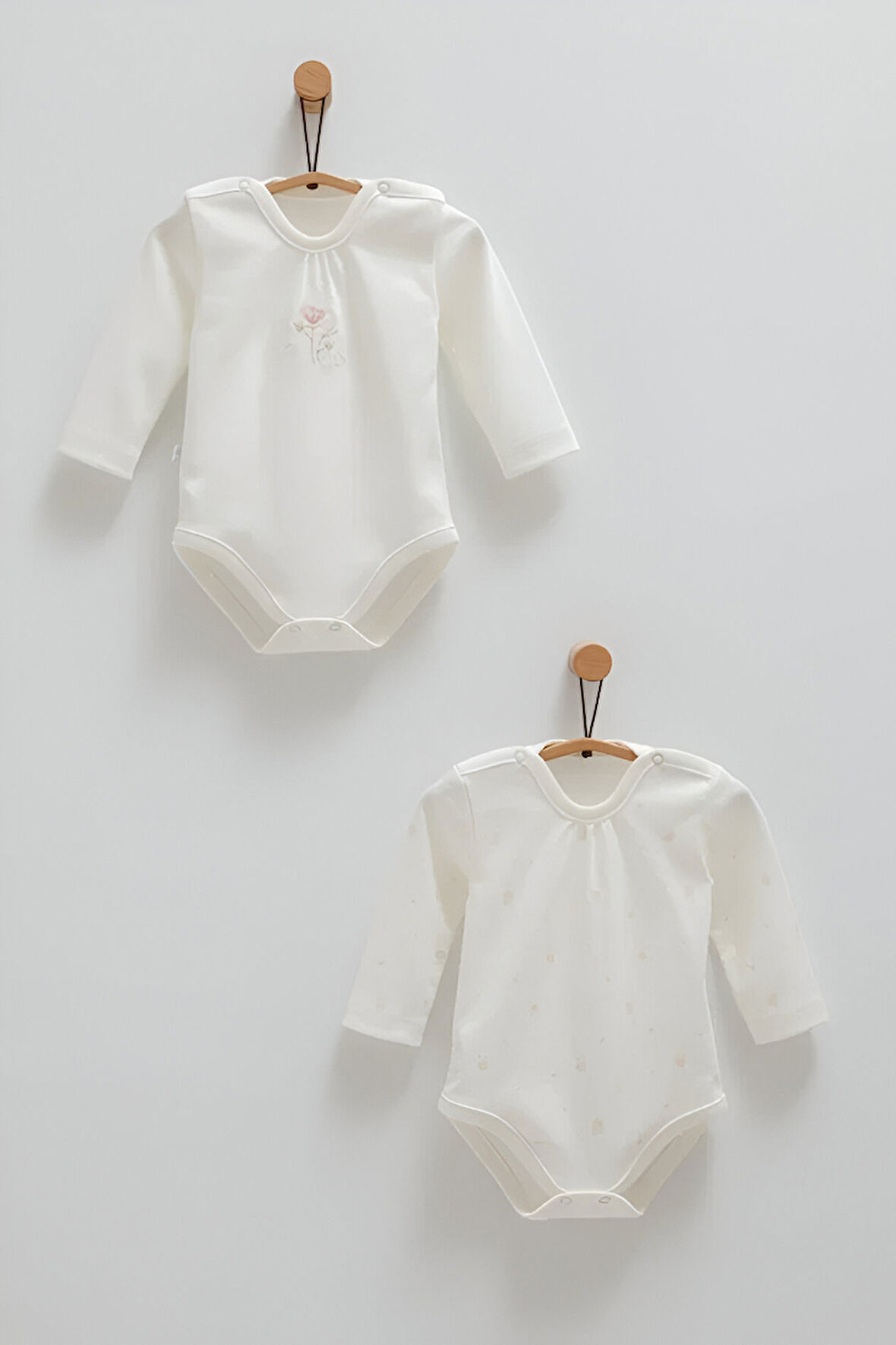 CARAMELL CUTE RABBİT KIZ BEBEK İKİLİ UZUN KOL BODY - EKRU