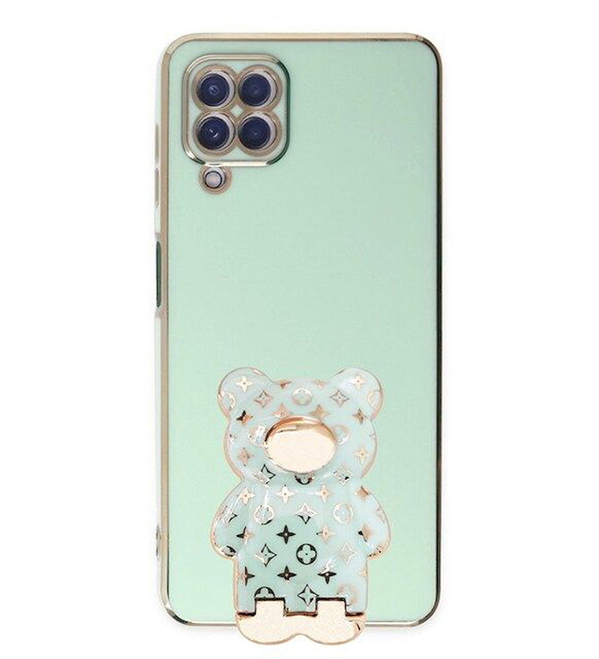 Smcase Samsung Galaxy M12 Kılıf Standlı Kamera Korumalı Cute Bear Silikon