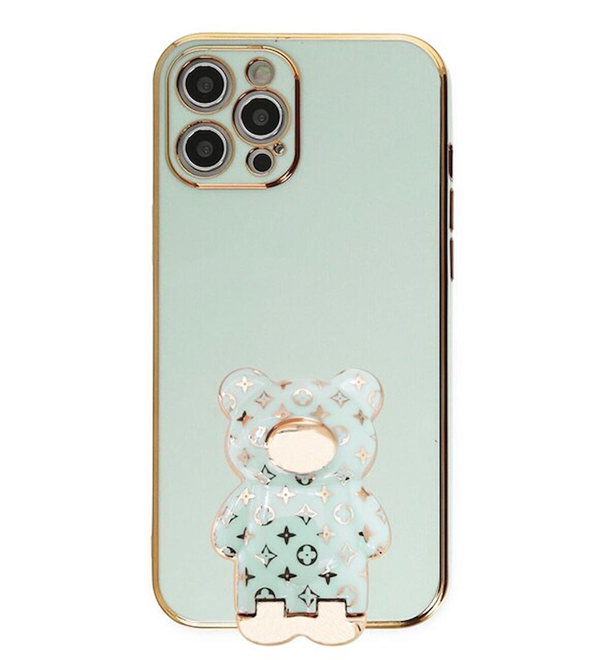 Smcase Apple iPhone 13 Pro Kılıf Standlı Kamera Korumalı Cute Bear Silikon