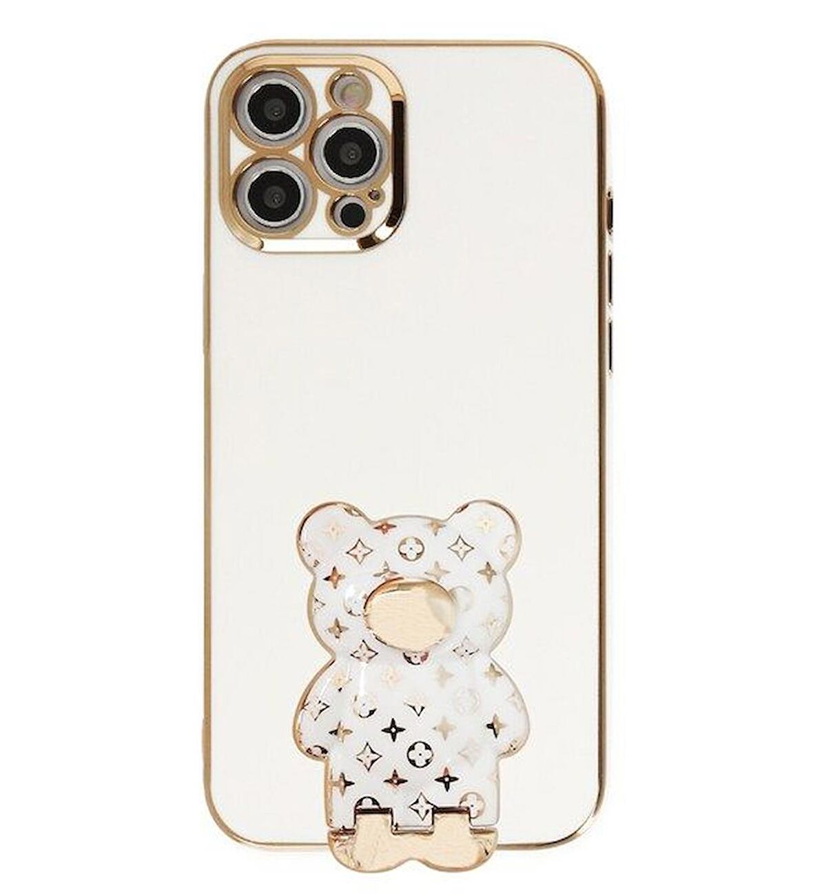 Smcase Apple iPhone 12 Pro Kılıf Standlı Kamera Korumalı Cute Bear Silikon