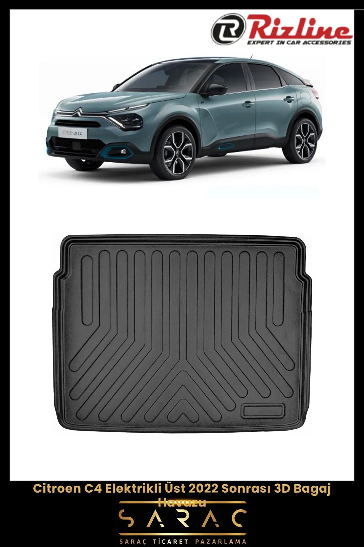 Rizline Citroen C4 Elektrikli 2022 Model Üst 3D Bagaj Havuzu