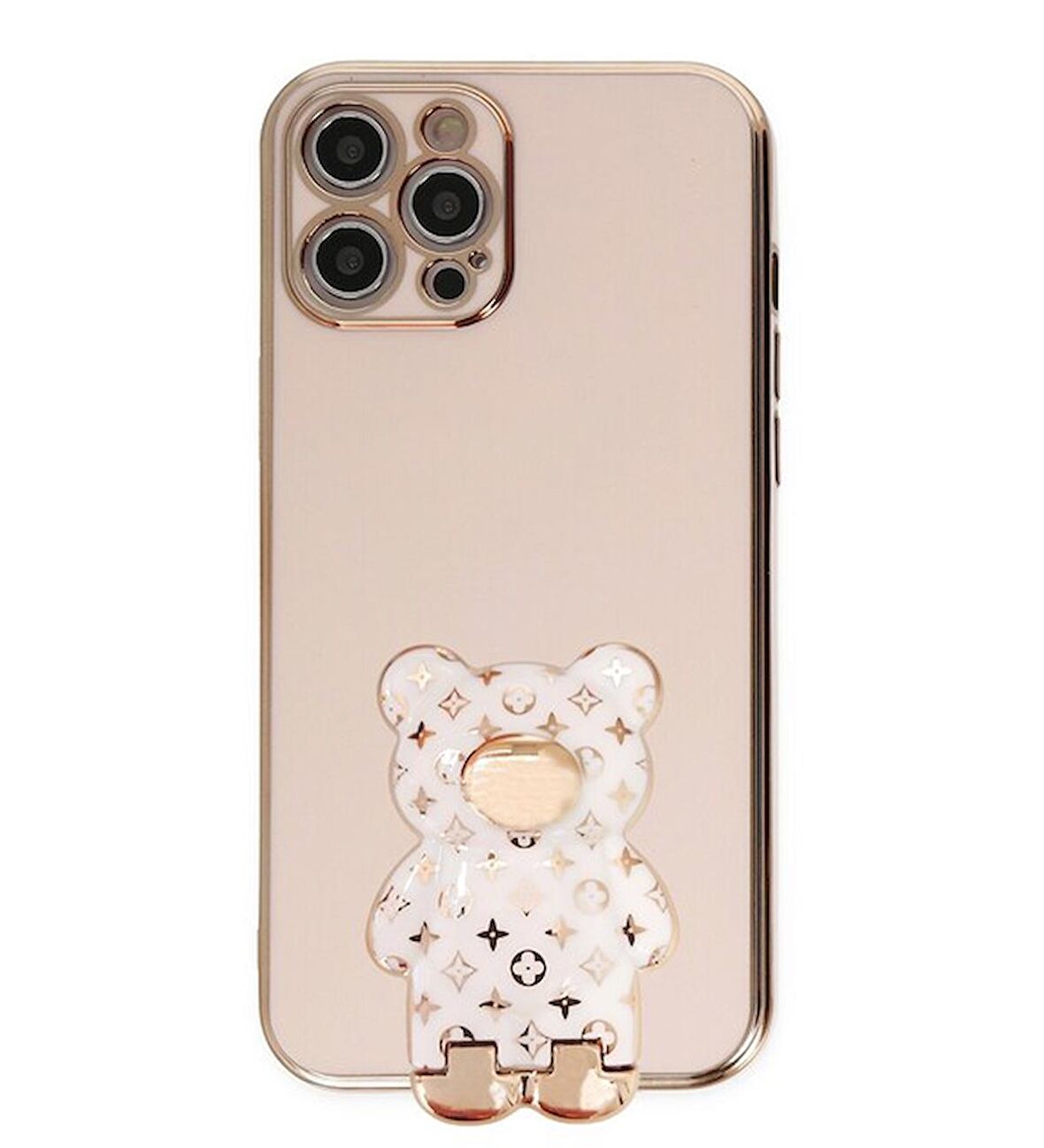 Smcase Apple iPhone 13 Pro Max Kılıf Standlı Kamera Korumalı Cute Bear Silikon