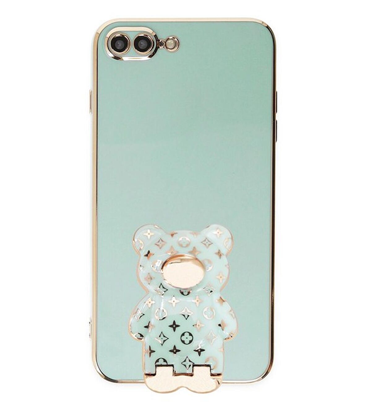 Smcase Apple iPhone 7 Plus Kılıf Standlı Kamera Korumalı Cute Bear Silikon