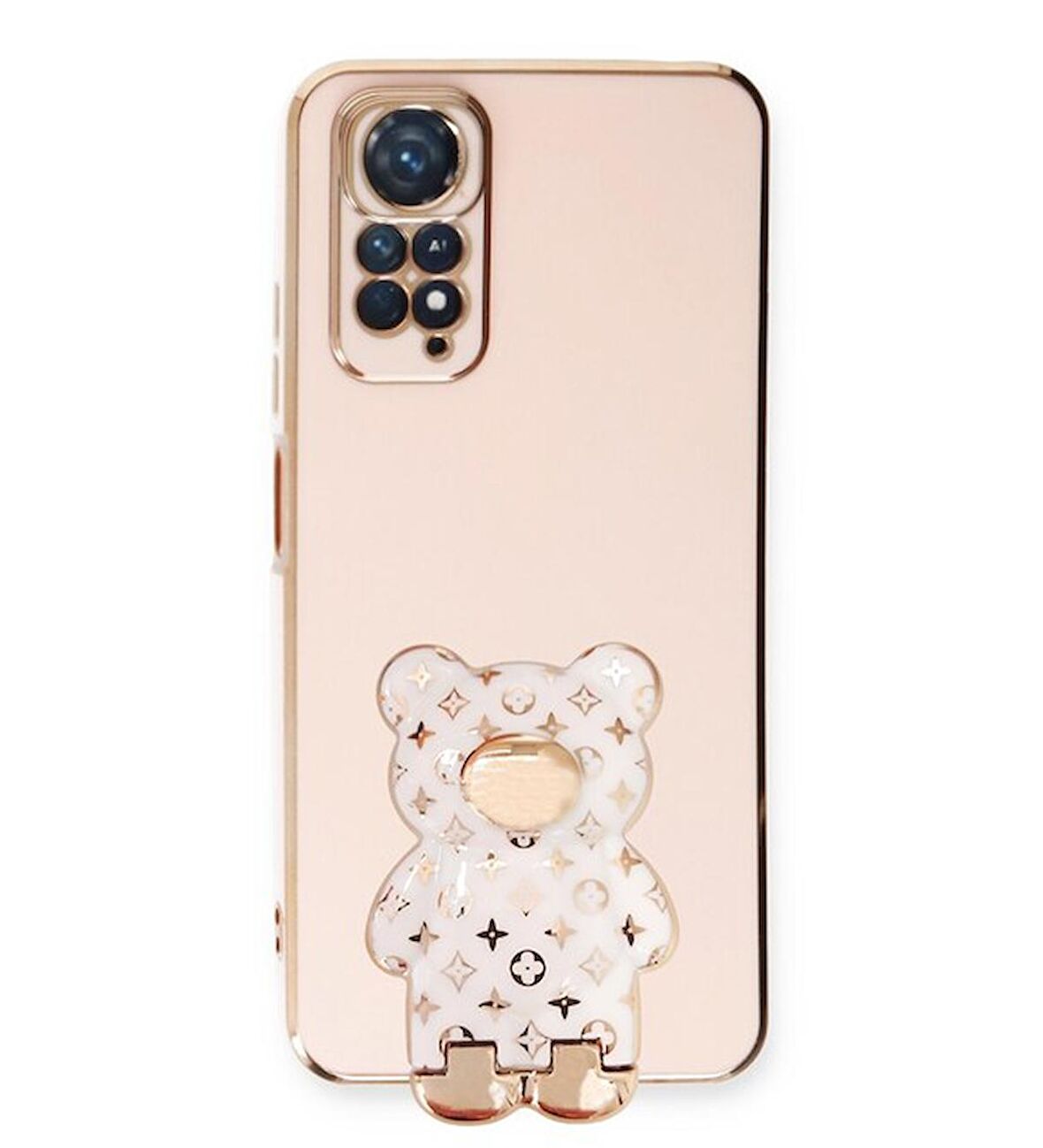 Smcase Xiaomi Redmi Note 11 Global Kılıf Standlı Kamera Korumalı Cute Bear Silikon