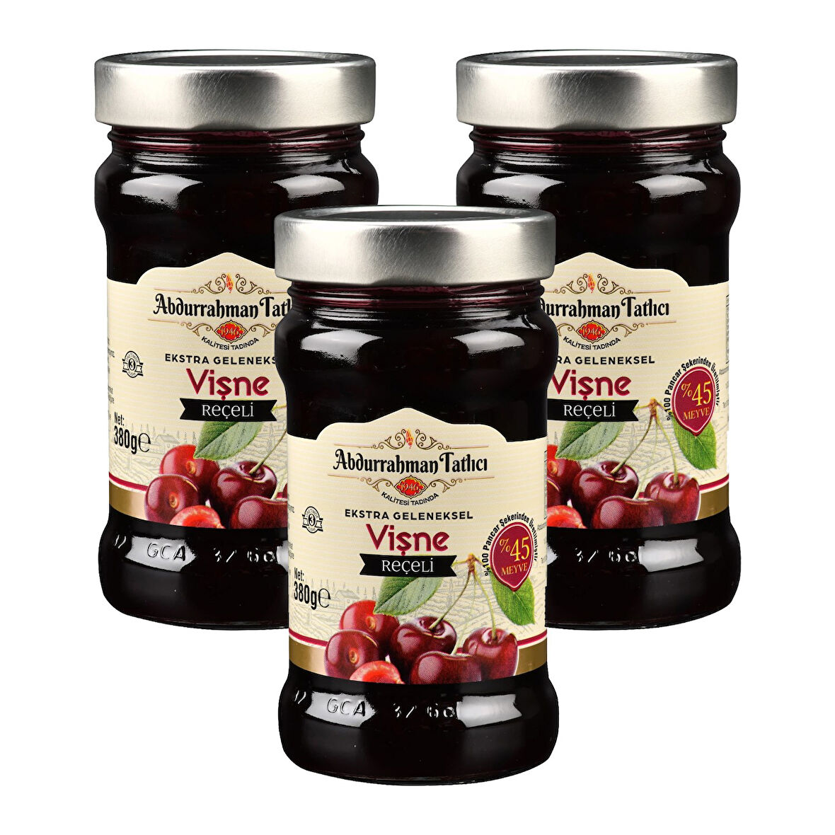 Abdurrahman Tatlıcı Vişne Reçeli 380 gr Cam x 3 Adet