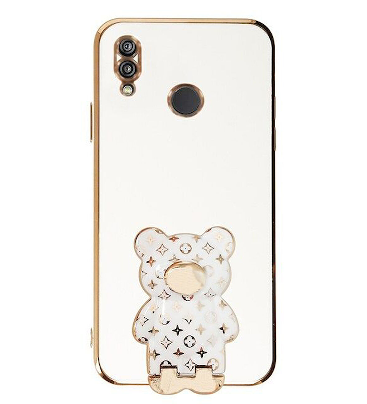 Smcase Huawei Y6 2019 Kılıf Standlı Kamera Korumalı Cute Bear Silikon