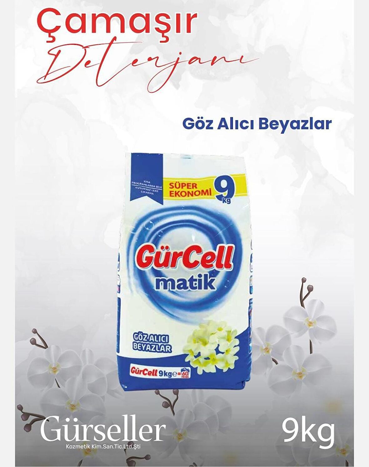 Gülcell Matik Göz Alıcı Beyazlar Toz Deterjan 9 kg