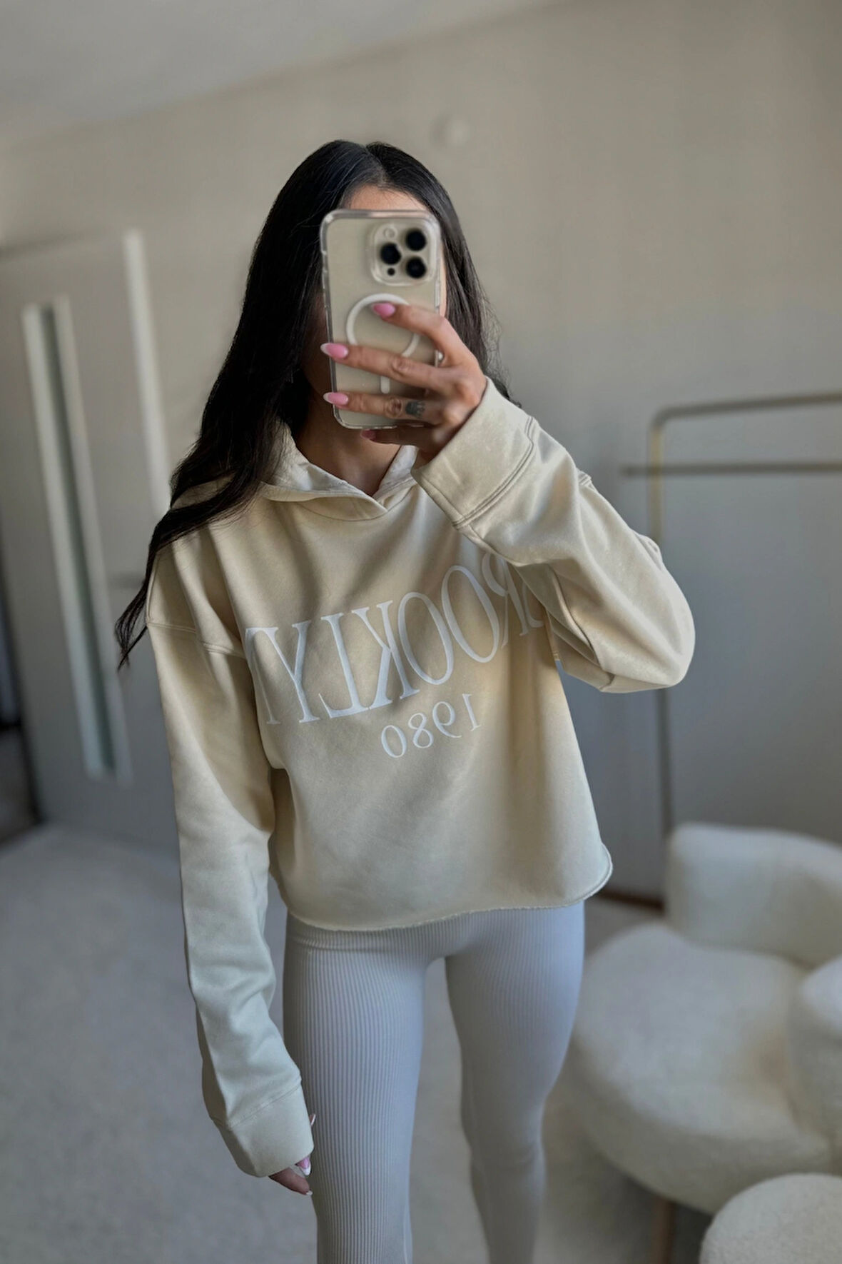 Krem Sweatshirt ZRr Kapüşonlu Yumuş