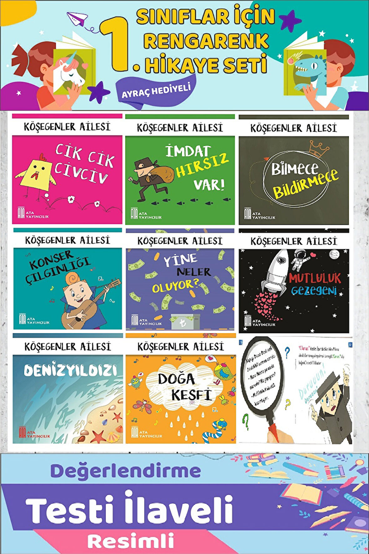 1. ve 2.Sınıf Öğrencilerini Okumayı Sevdiren Mini 10 lu Hikaye Seti (32 Sayfa)