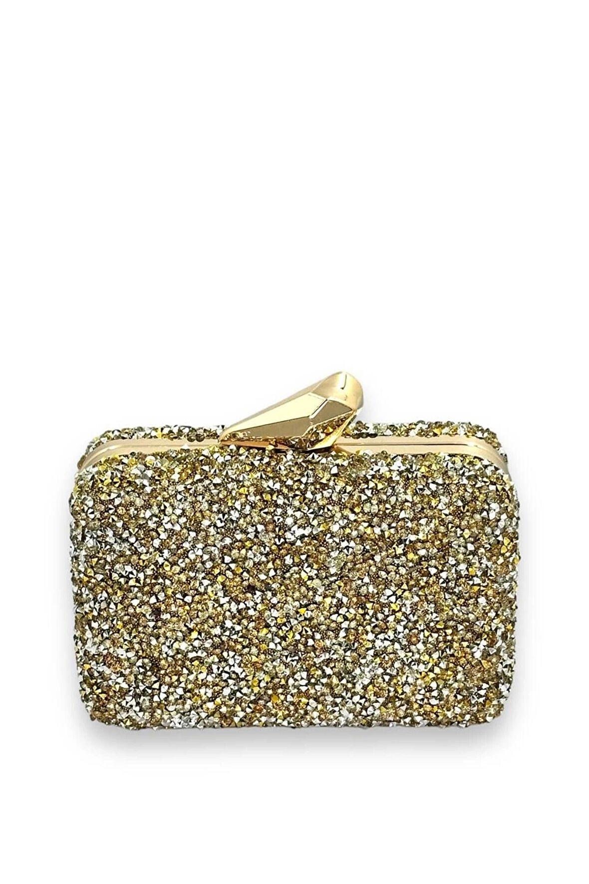 Juliet Gold Taşlı Clutch Abiye Portföy Çanta