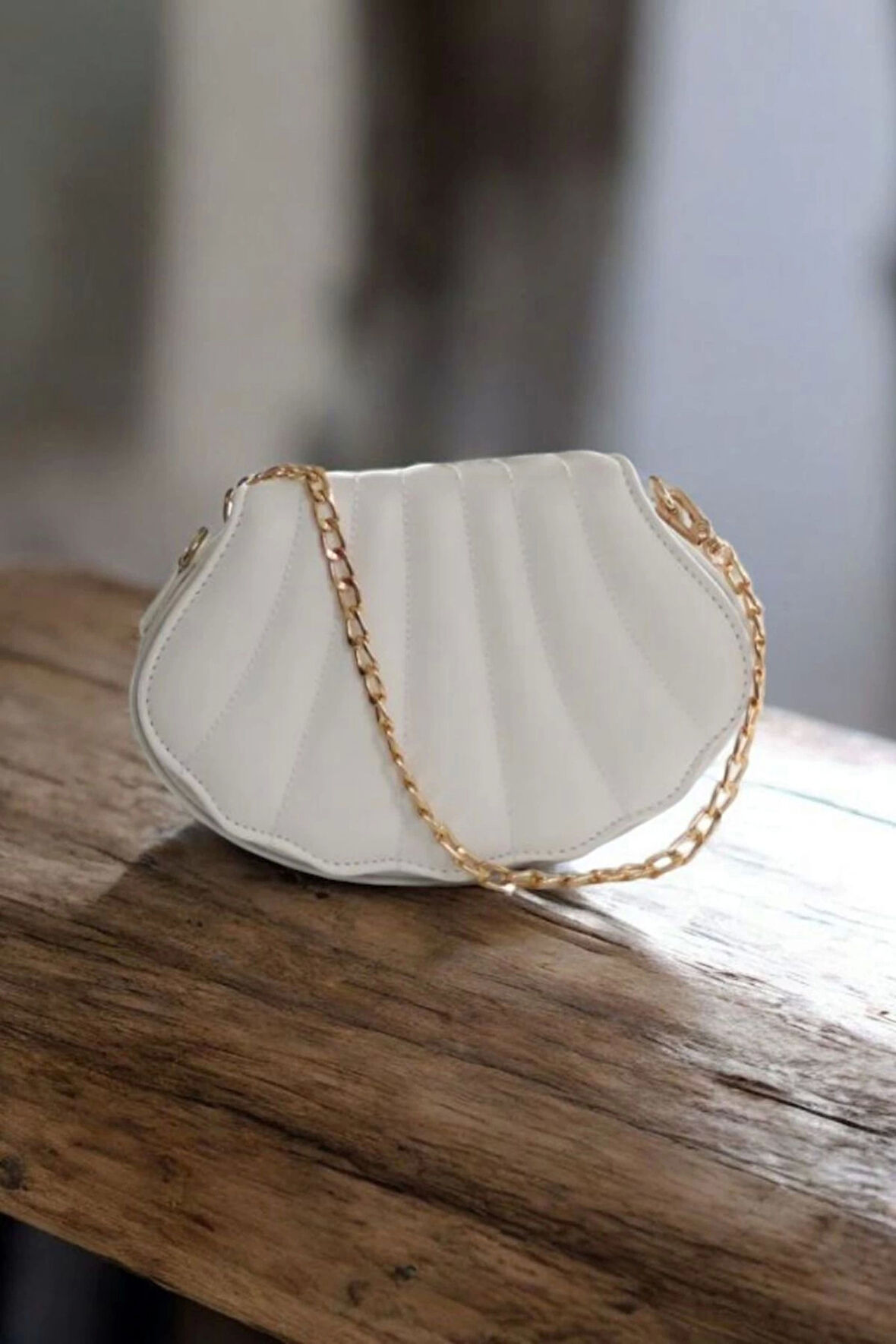 Lalin Beyaz Mat Deri Zincir Askılı Kadın Abiye Clutch Çanta