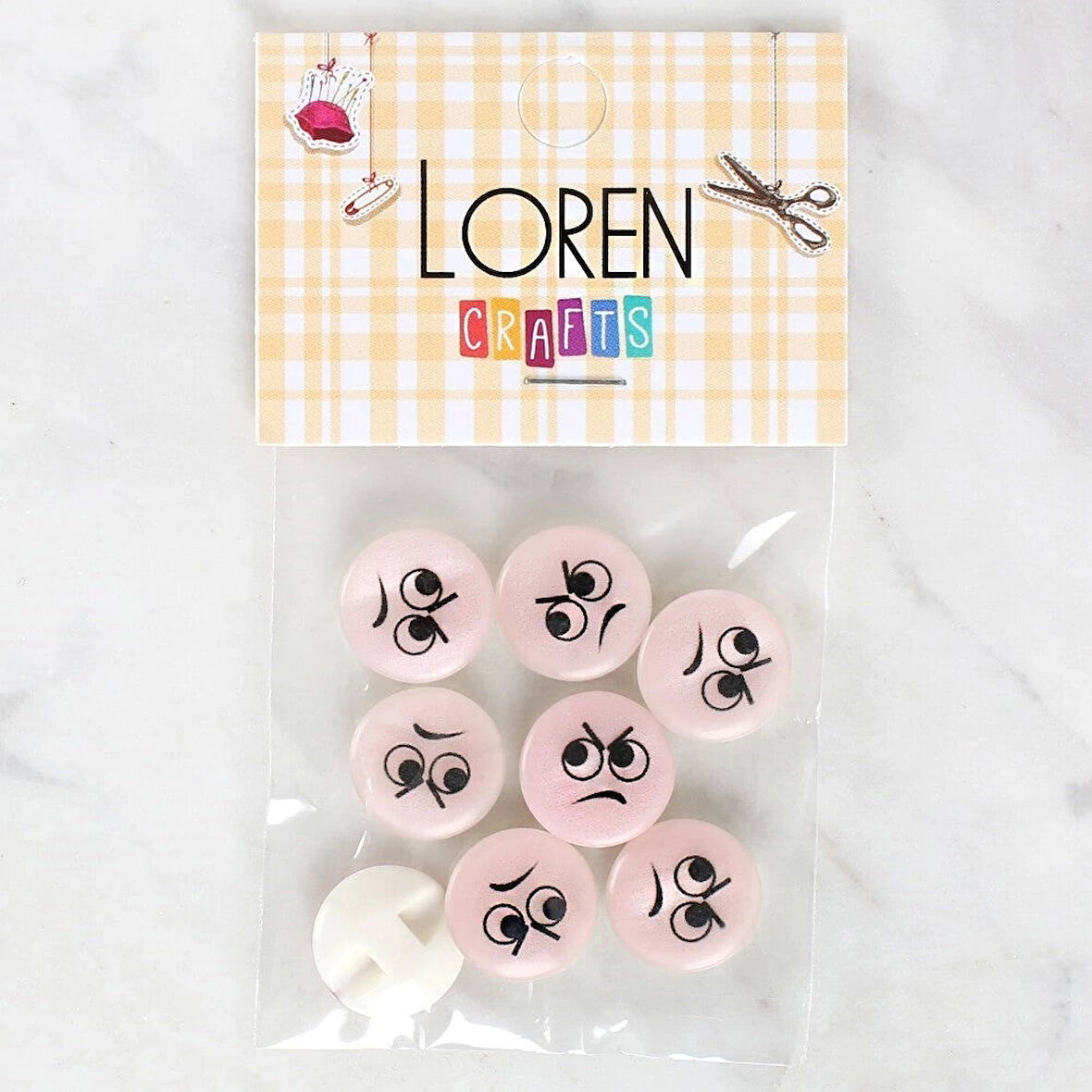 Loren Crafts 8'li Kızgın Yüz Düğme - 1021