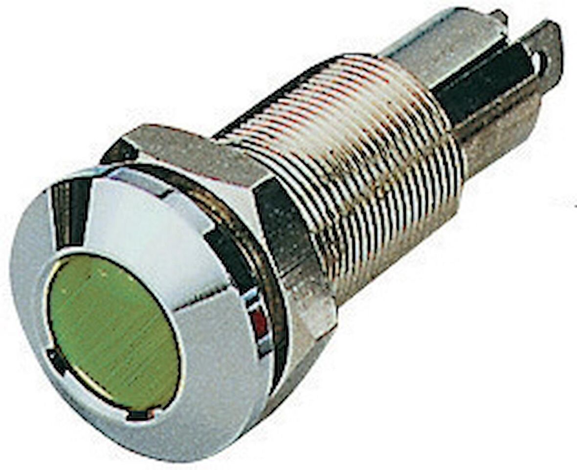 Ledli ikaz lambası. Montaj Ø 18mm. 12V. Yeşil