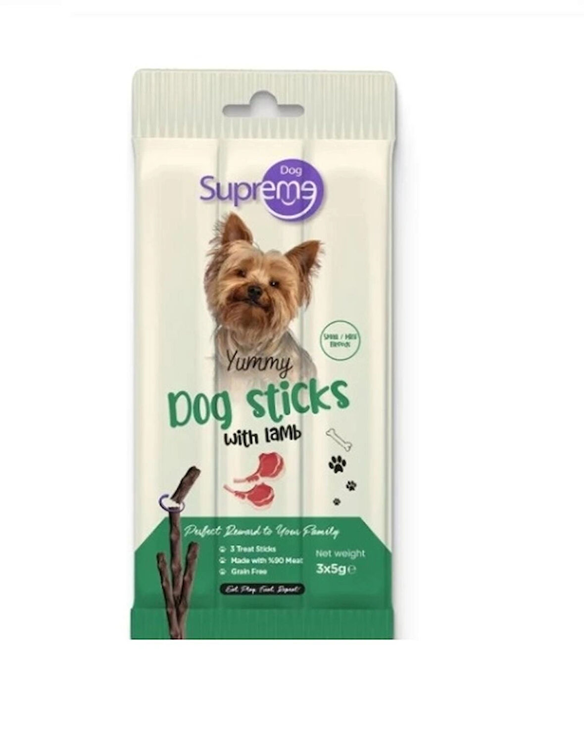 Supreme Dog Sticks Kuzu Etli Küçük Irk Köpek Ödül Çubuğu 5gr (3’lü)