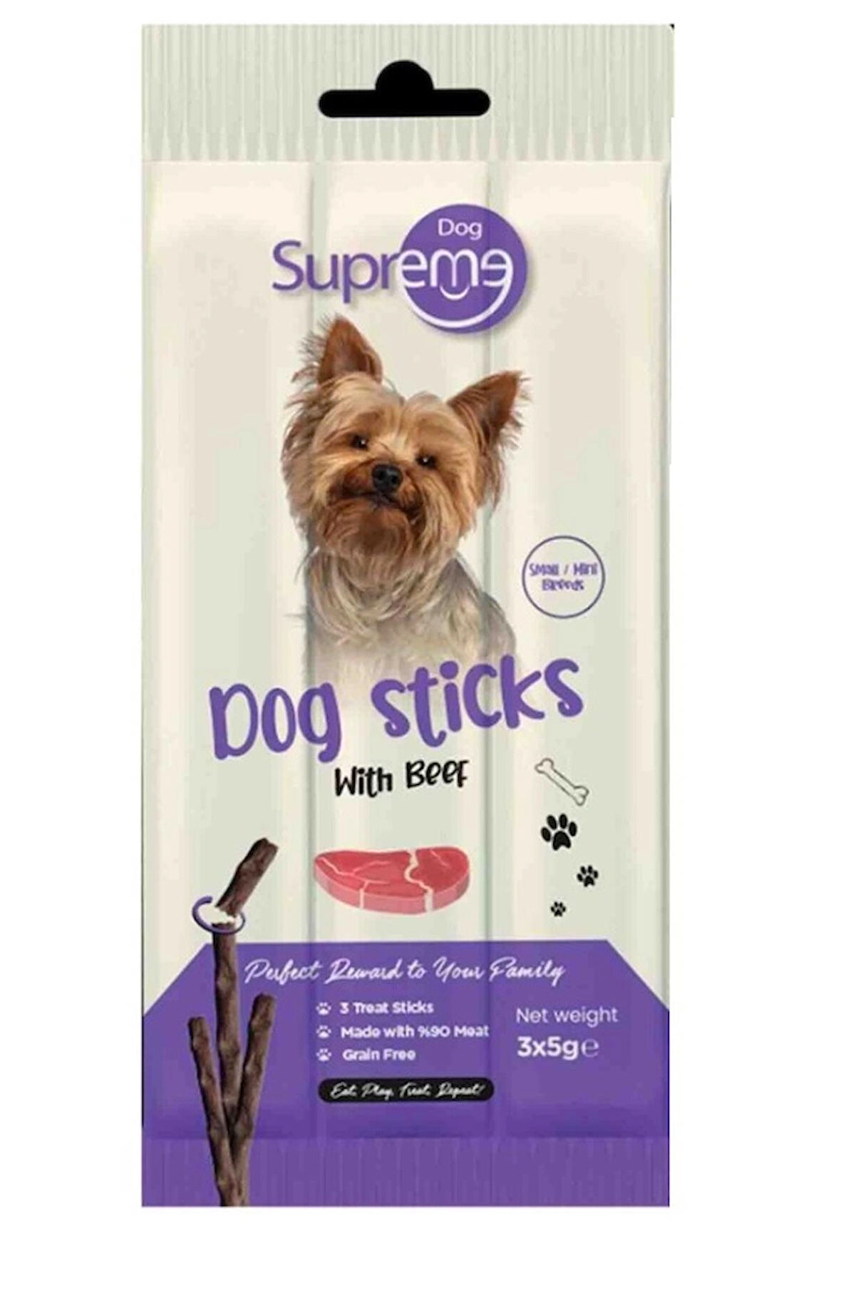 Supreme Dog Sticks Sığır Etli Küçük Irk Köpek Ödül Çubuğu 5gr (3’lü)