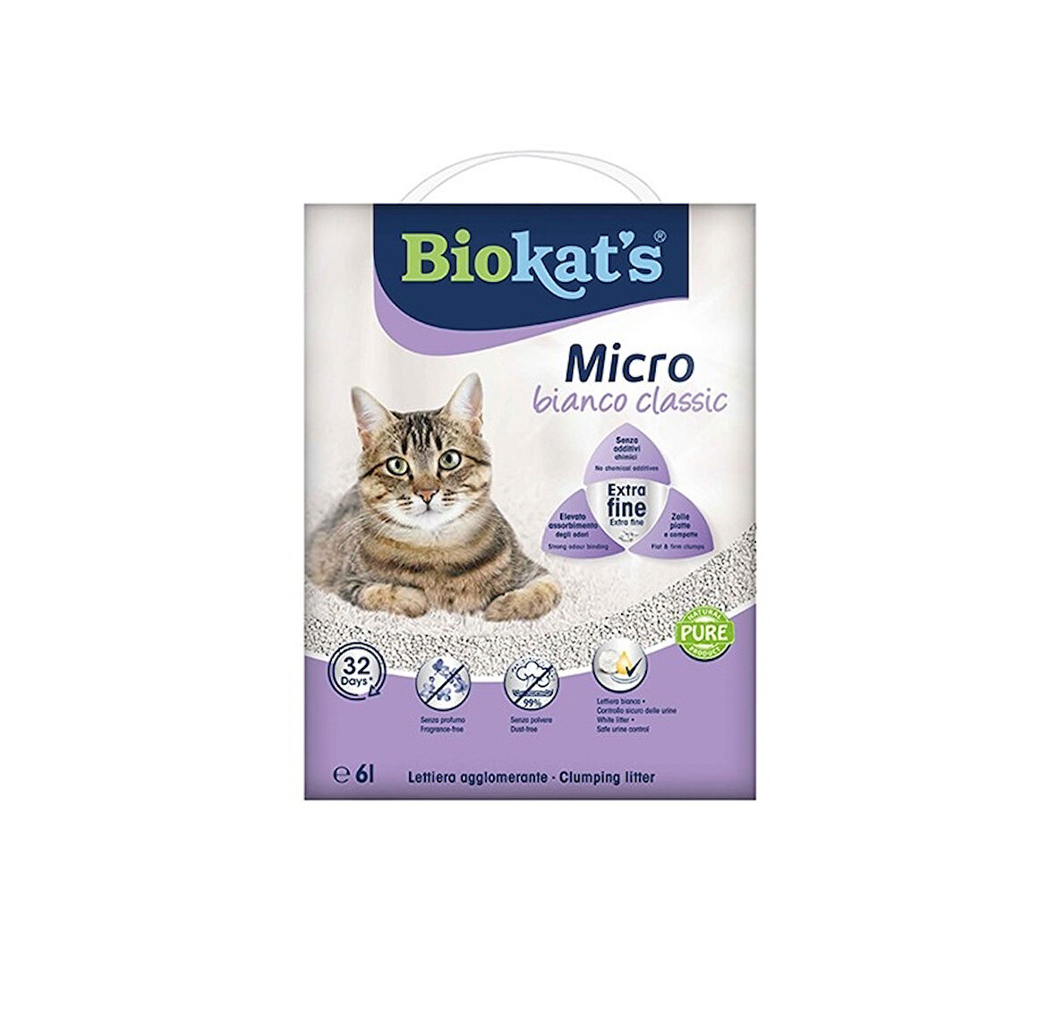 Biokat’s Micro Bianco Classic Kokusuz Topaklanan Doğal Kedi Kumu 6 LT