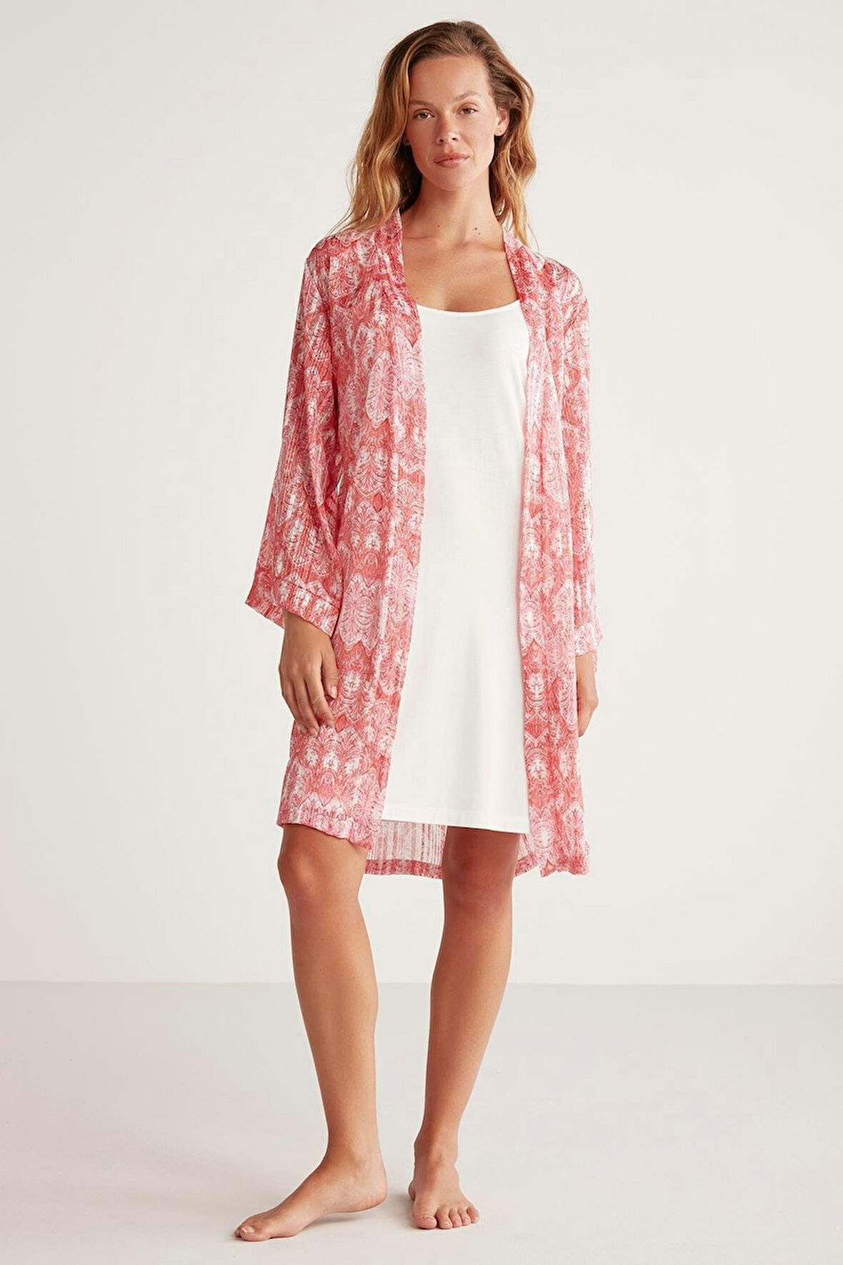 Penye Mood Desenli Sabahlık Takım