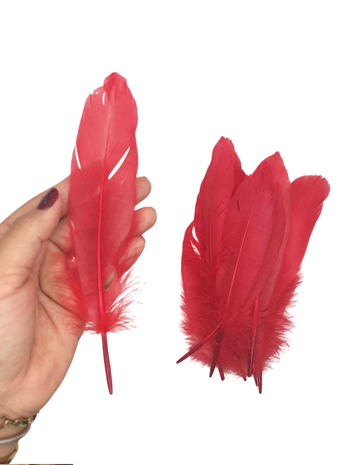 Kırmızı Tüy El İşi Tüyleri, Okul Öncesi Etkinlik Tüy 10 Lu - 1 Paket