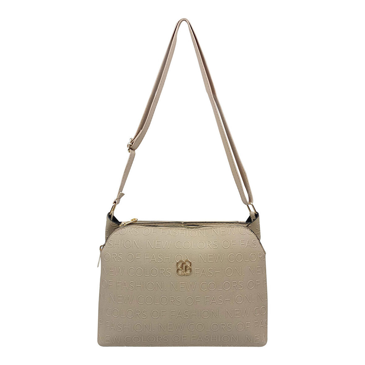 SİA ÇANTA Kabartma Yazı Detaylı Çapraz Askılı  Üç Fermuarlı Gözlü Kullanışlı Şık Çanta