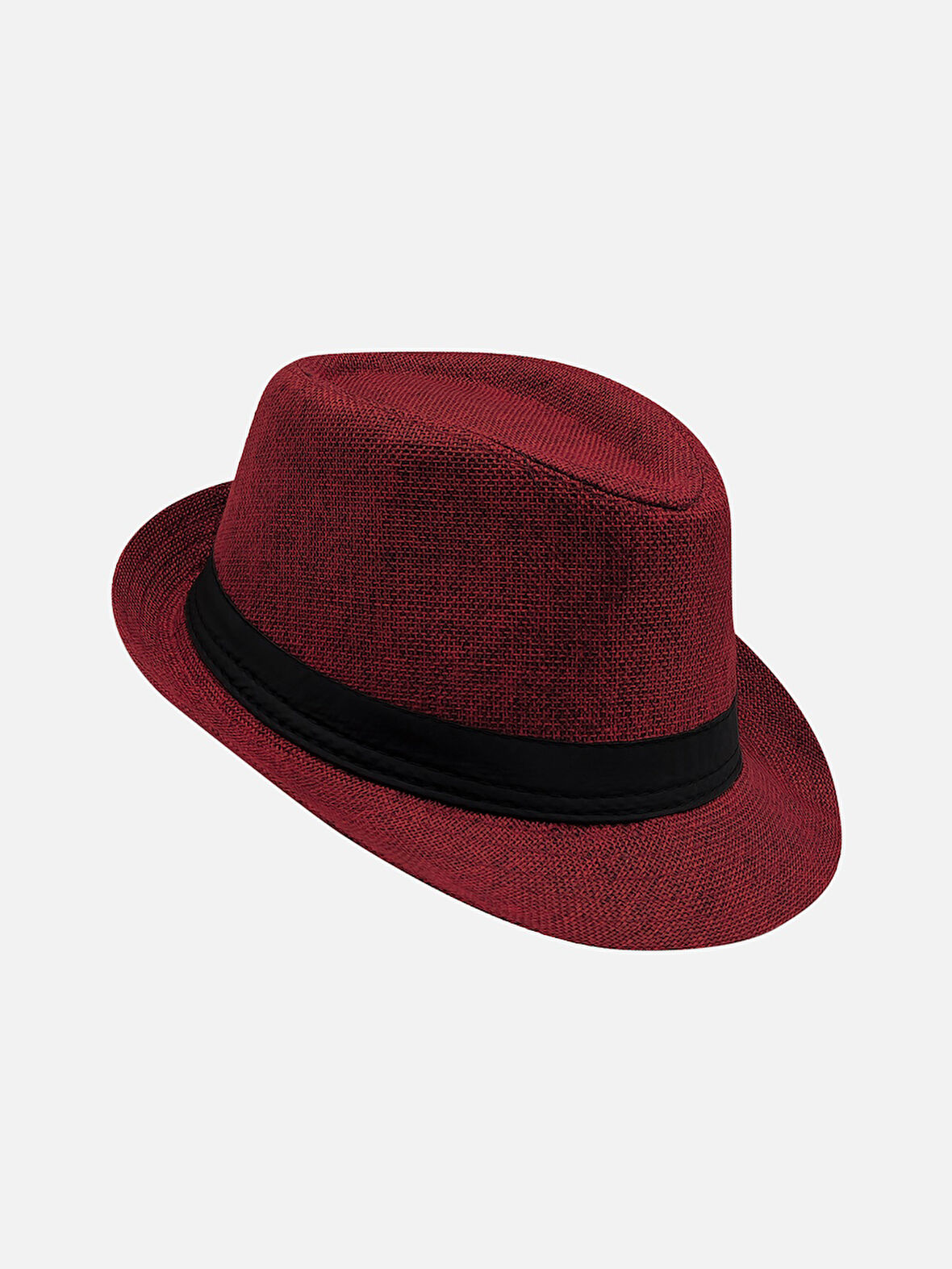  Yazlık Kumaş Bordo Fötr Trilby Şapka