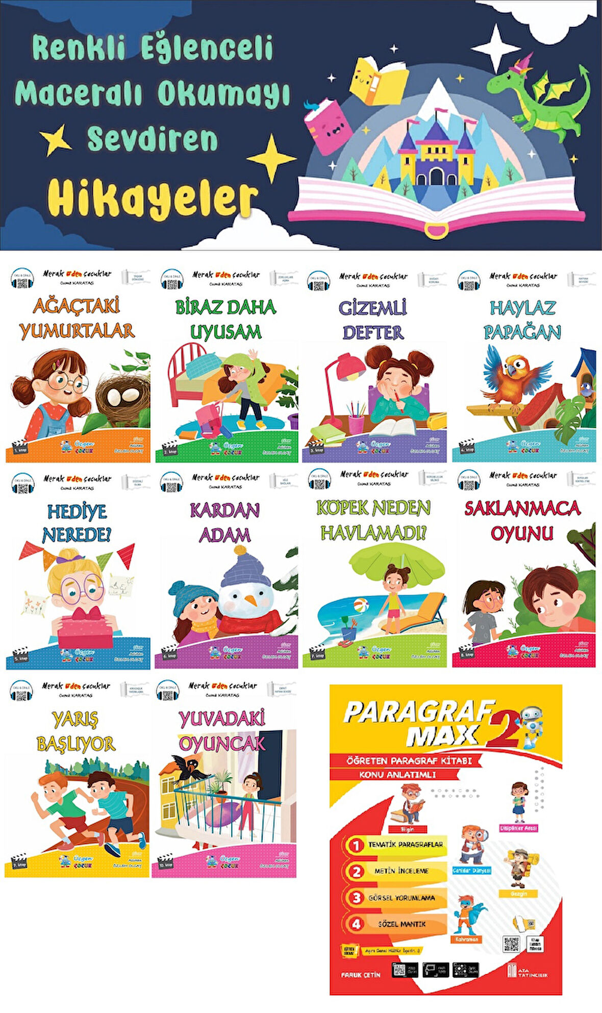 2.Sınıf Merak Eden Çocuklar Hikaye Seti (32 Sayfa) - Paragraf Max Kitabı Hediyeli