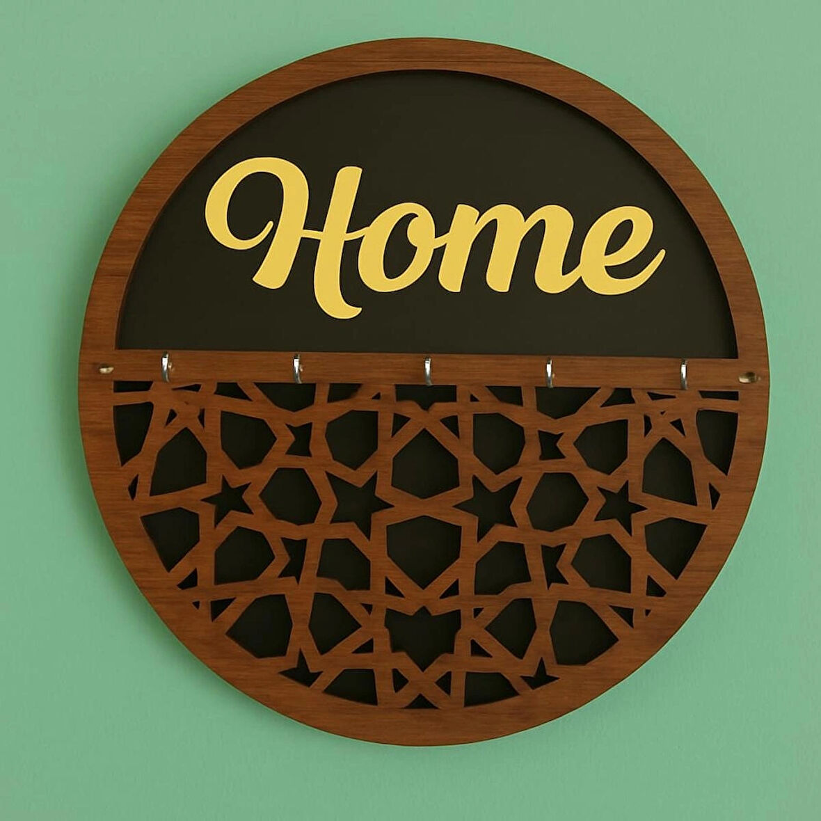 home yuvarlak anahtarlık şık Mdf
