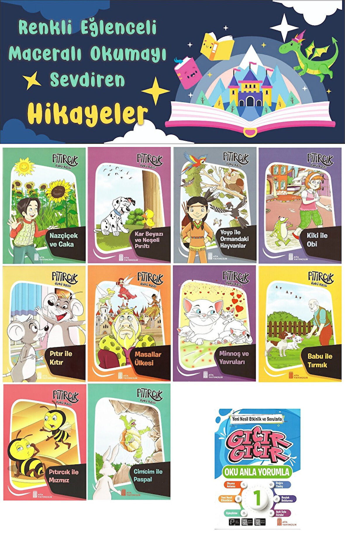 1.Sınıf Oku Anla Yorumla - Renkli Eğlenceli Maceralı Okumayı Sevdiren Hikaye Seti 3 (32 Sayfa)