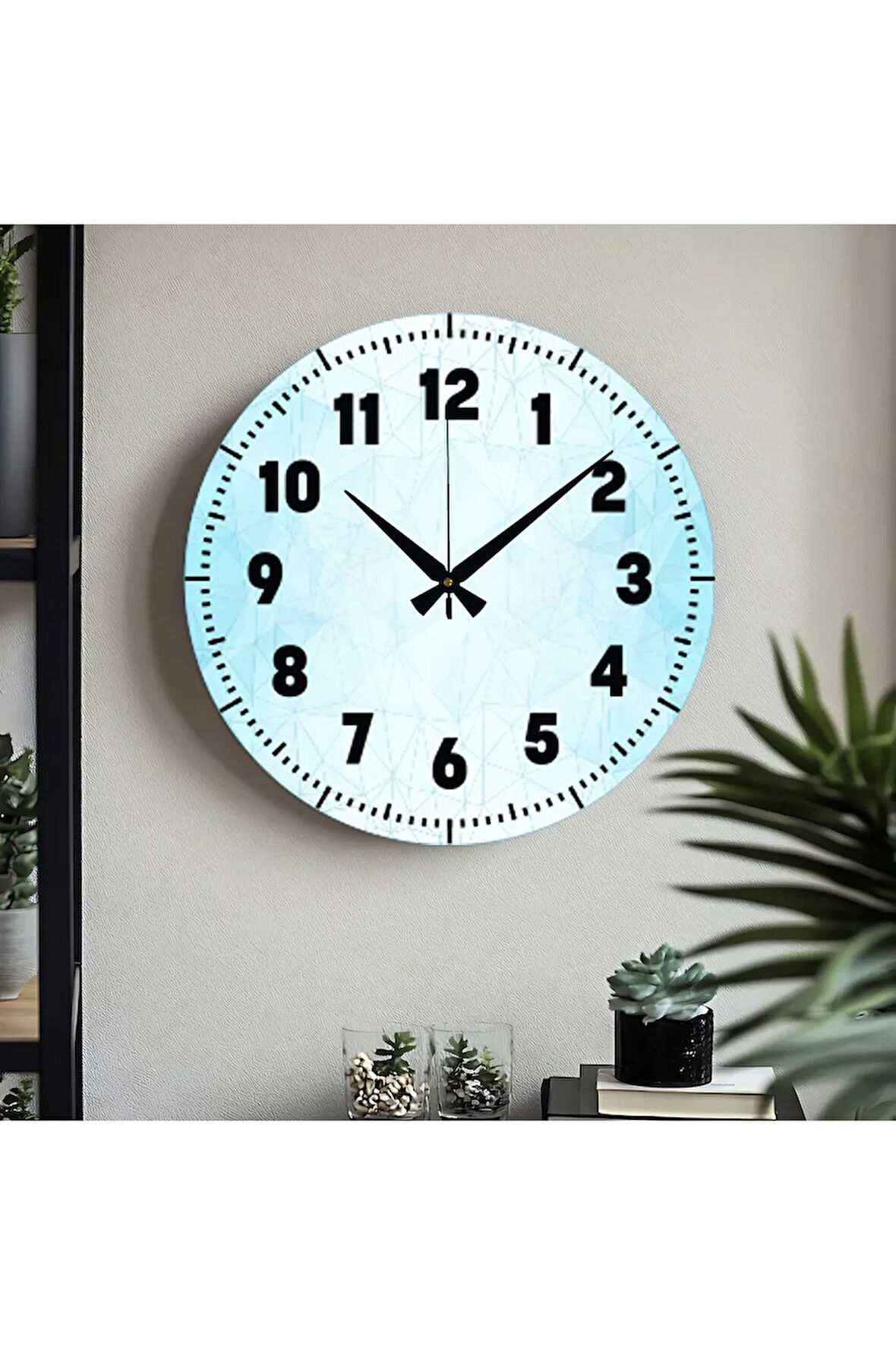 Dekoratif Türkçe Rakamlı UV Baskılı Duvar Saati (Sessiz) Akar Mekanizma Metal  Akrep Yelkovan