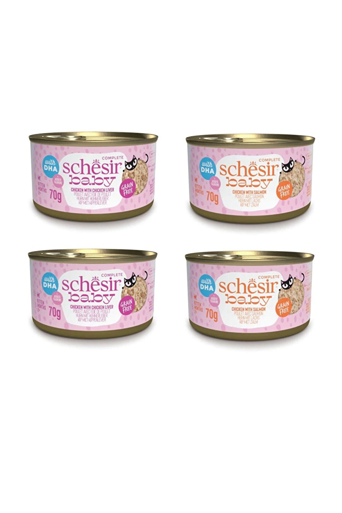 Schesir Baby Cat 2 Çeşit Karma Yavru Kedi Konservesi 70 Gr. X 4 Adet