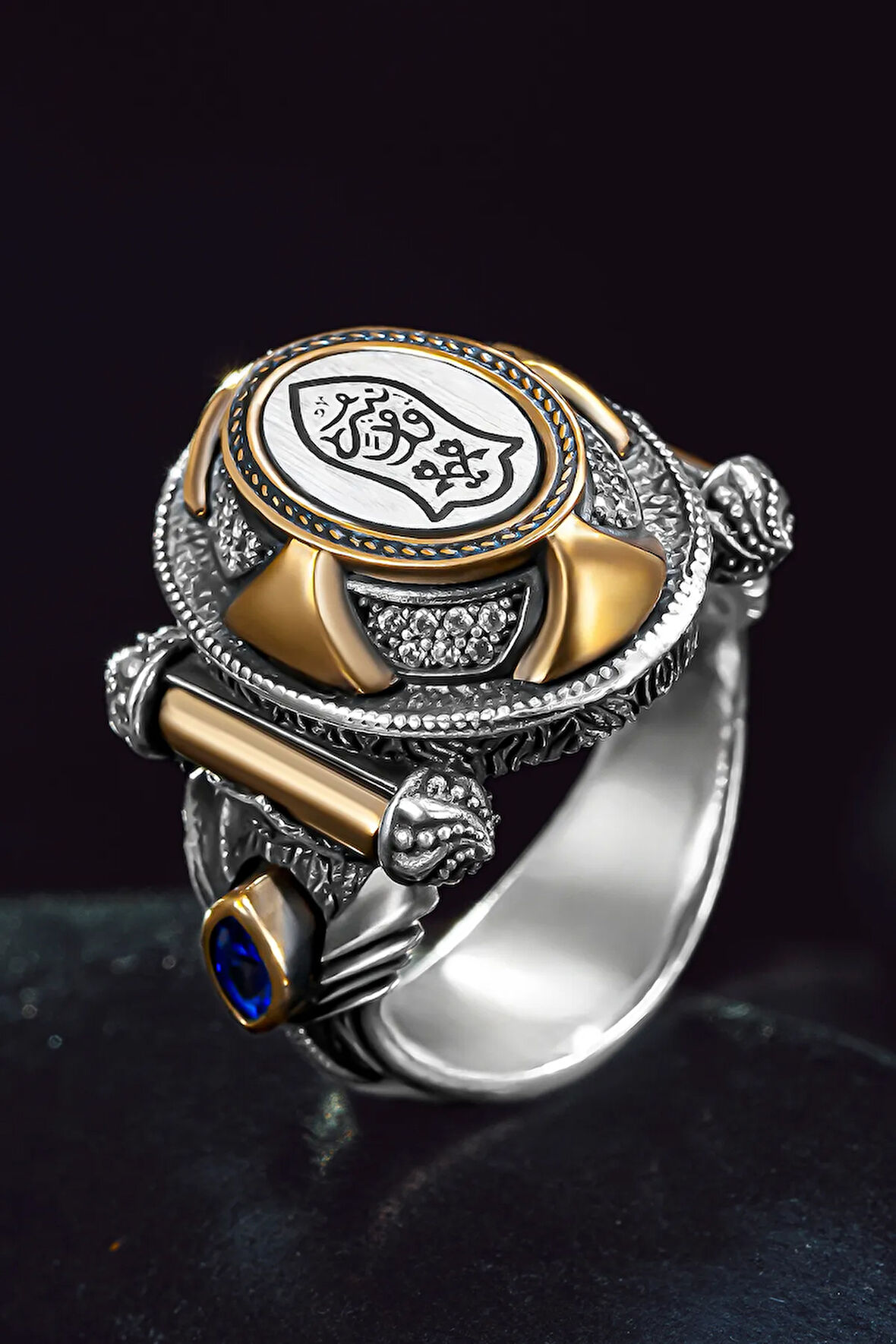 Erkek Gümüş Yüzük - Nalı Şerif İşlemeli Saltanat Model Erkek Yüzük