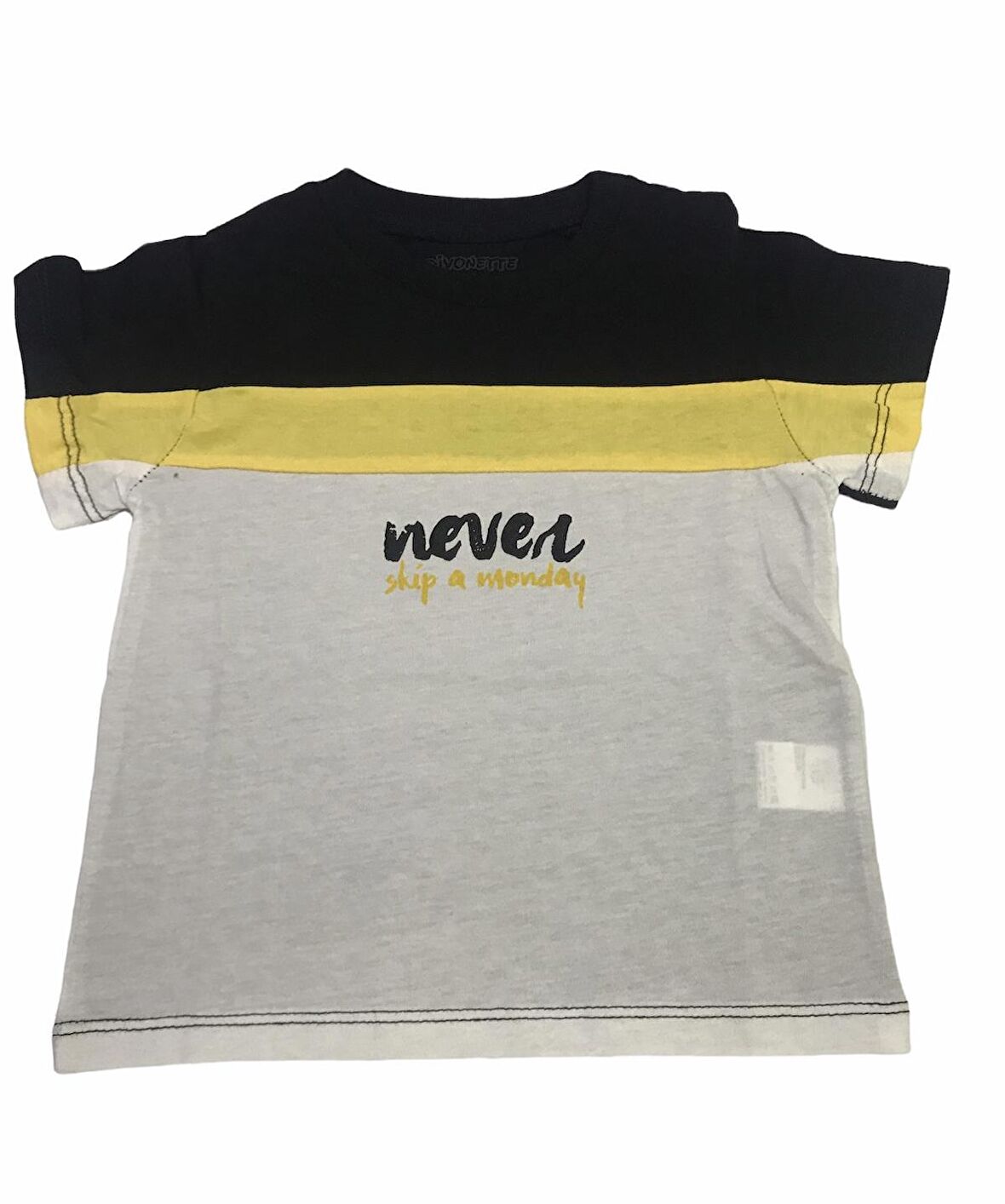 Divonette Tshirt Never Baskılı Parçalı Siyah
