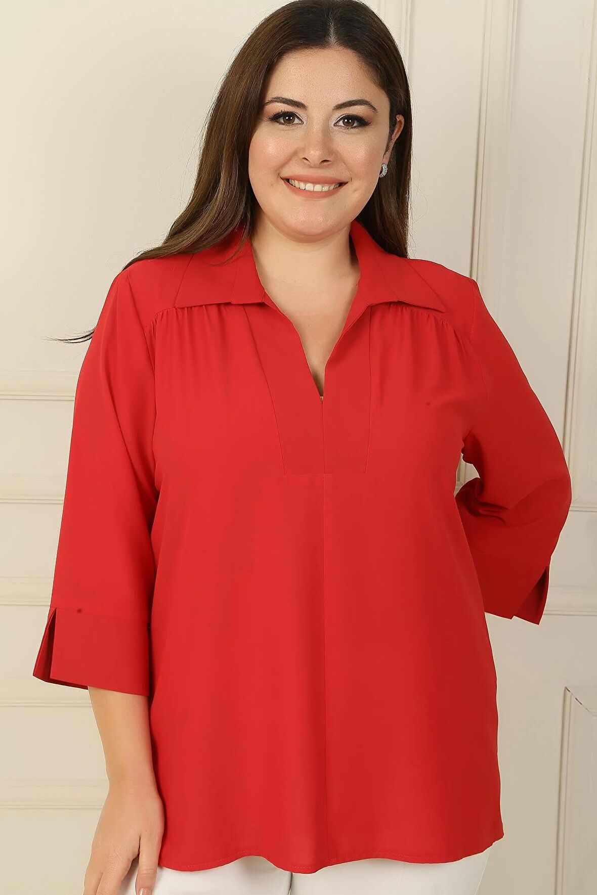 Polo Yaka Çeyrek Kol B.B. Bluz